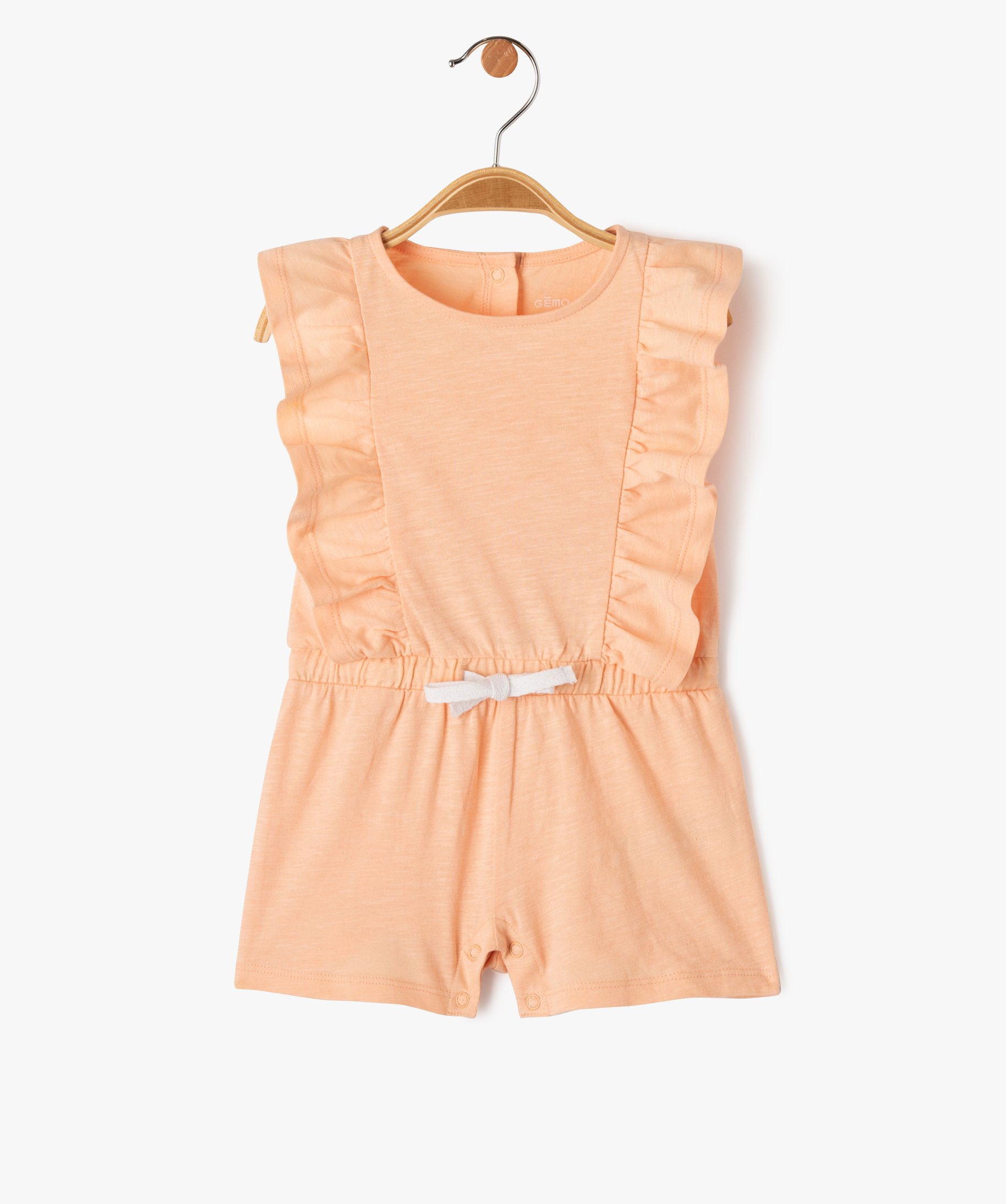 Combishort avec volants sur les paules b b fille orange clair GEMO