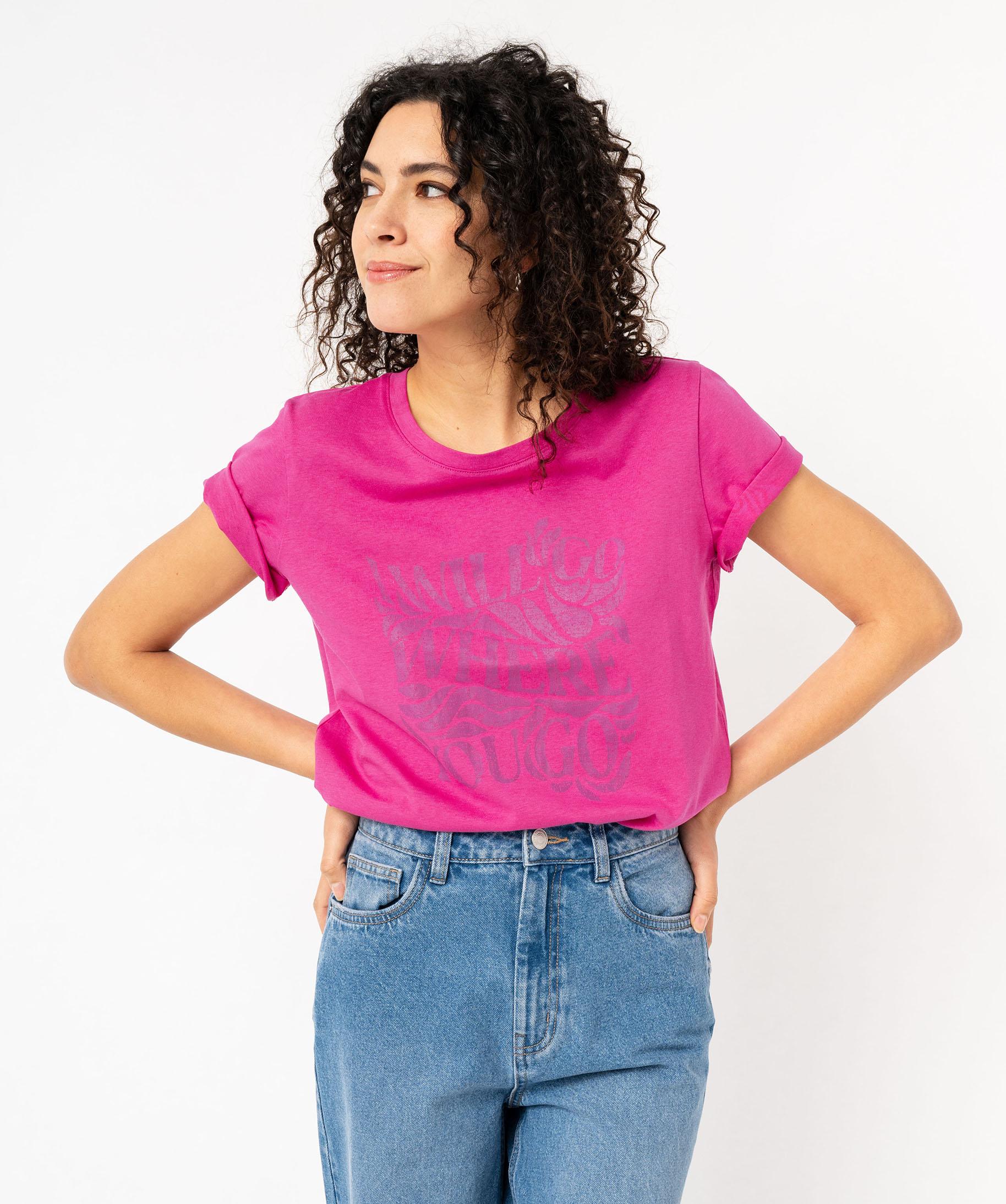 T-shirt Femme Merona XL Rouge à Paillettes Argentées - Manches Courtes