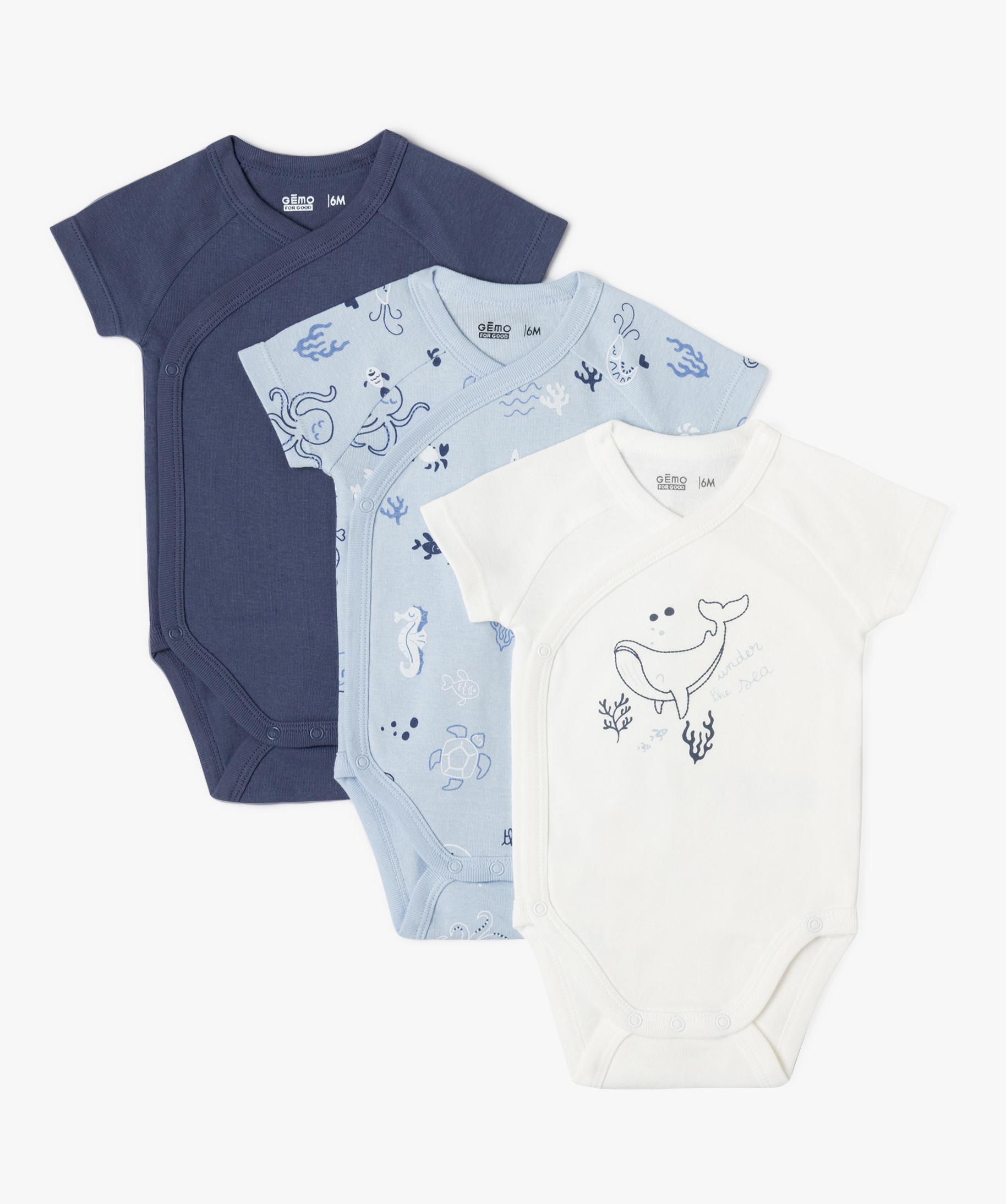Body manches courtes motifs marins (lot de 3) 