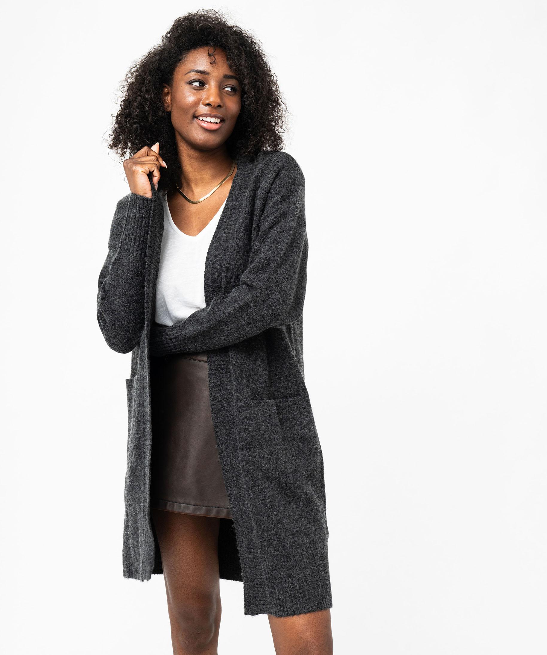 Gilet long ouvert - Gris