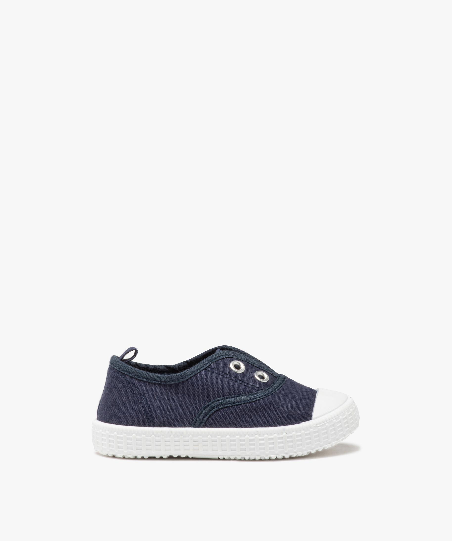 Tennis en toile avec bout renforce bebe fille bleu fonce GEMO