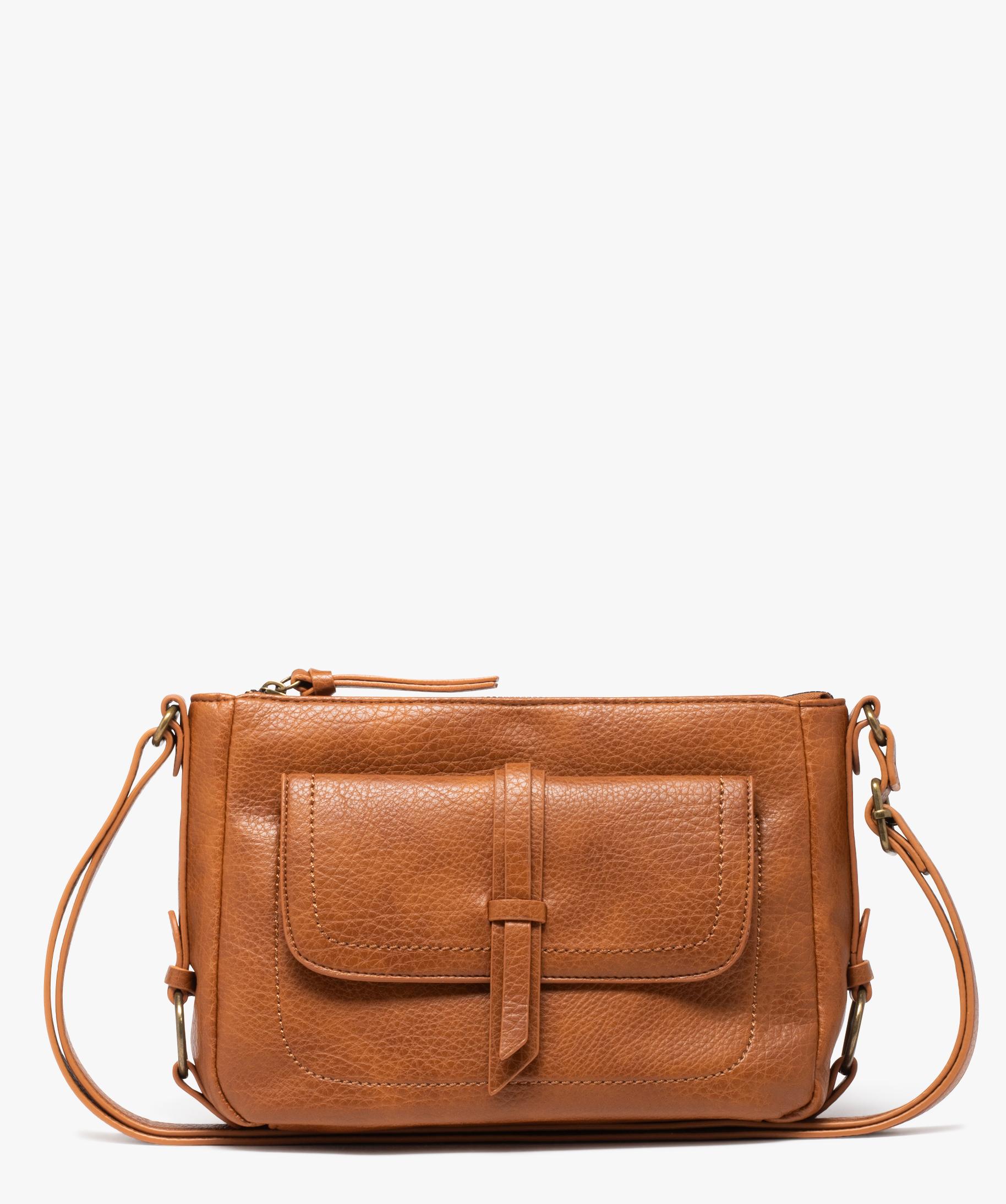 Sac besace zippe en matiere grainee femme