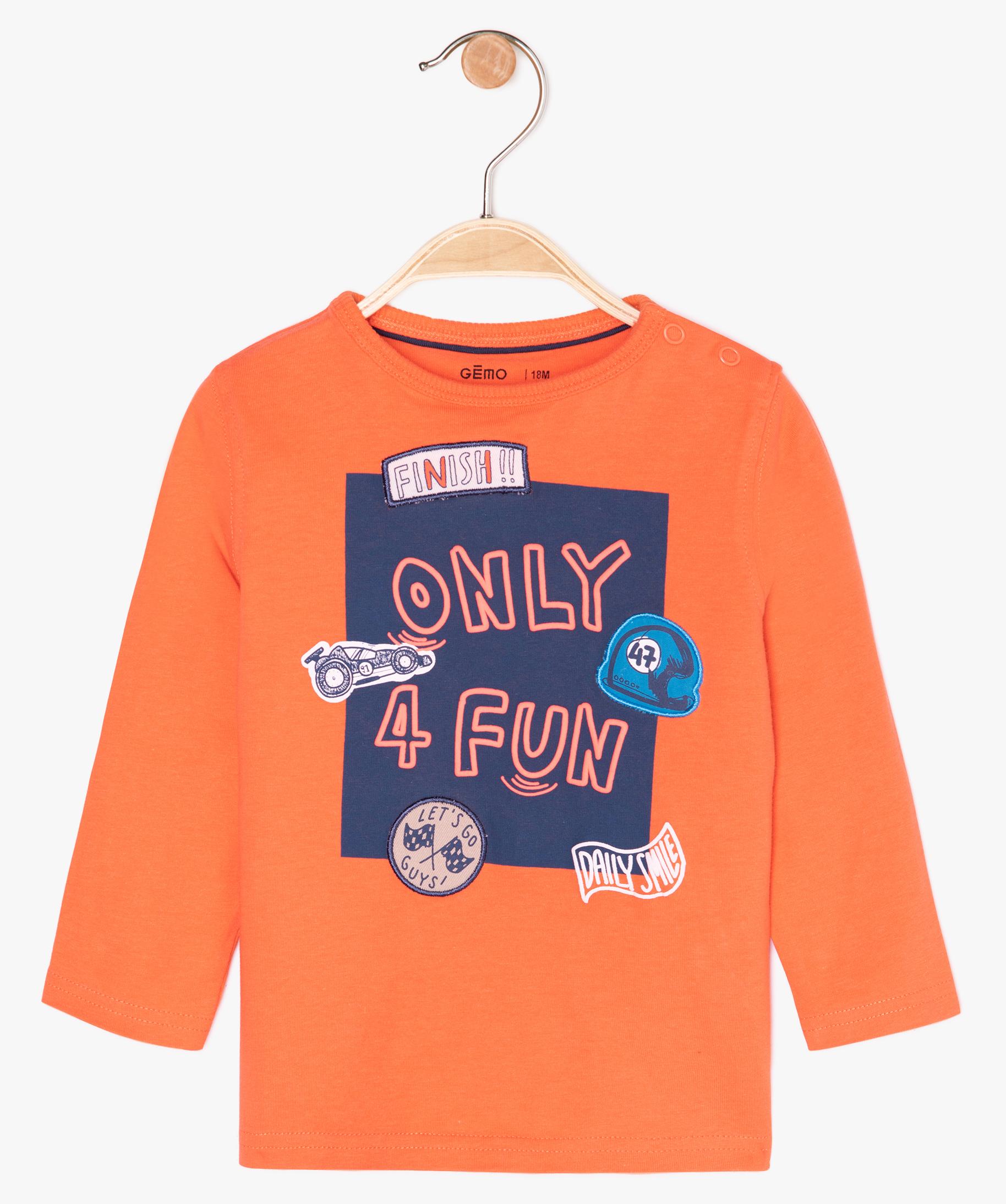Orange BÉBÉ GARÇON T-Shirt À Manches Courtes Motif Animalier Col Ras Du