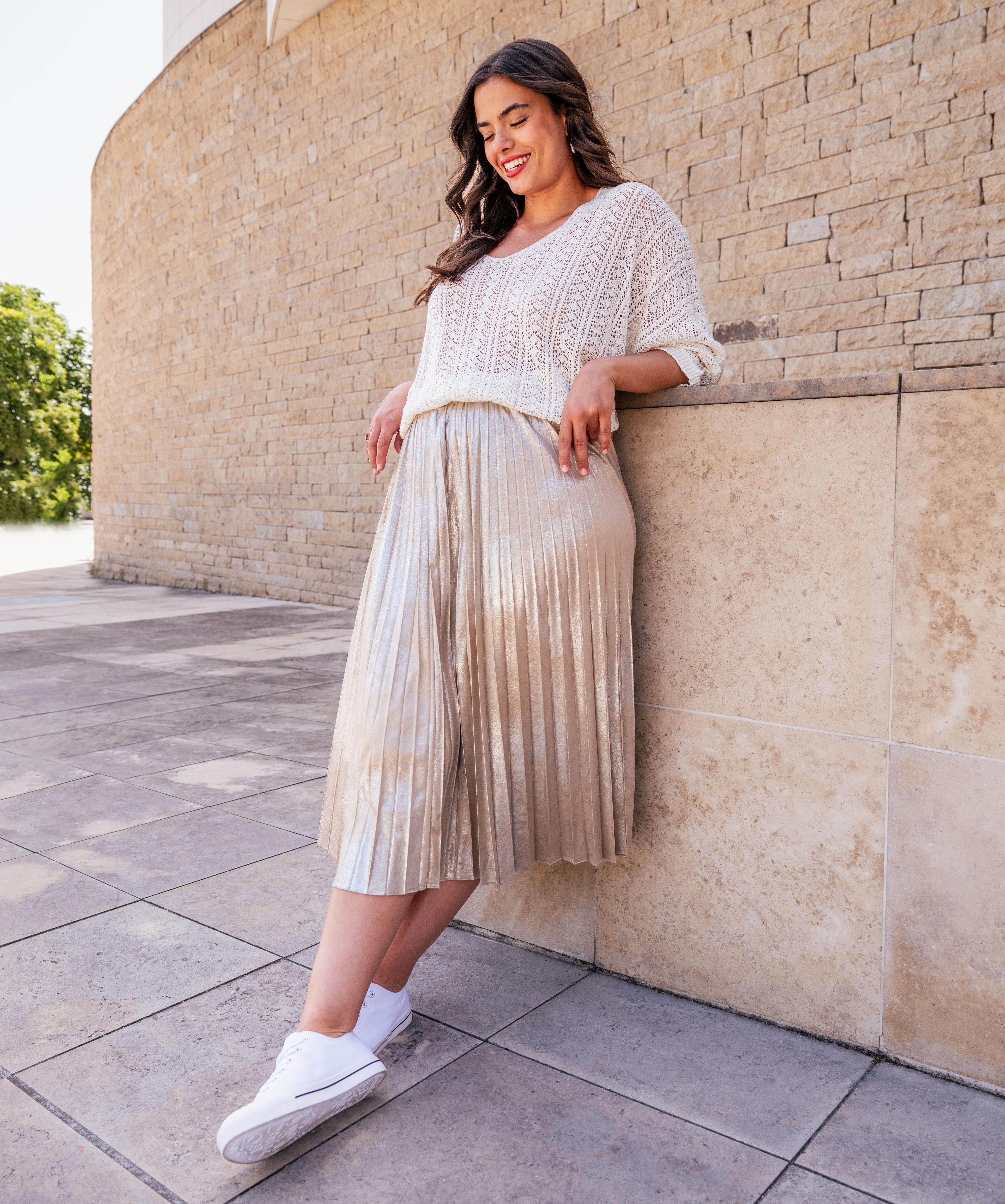 Robe Jupe Longue Grande Taille Femme Jupe Plissée Scintillante