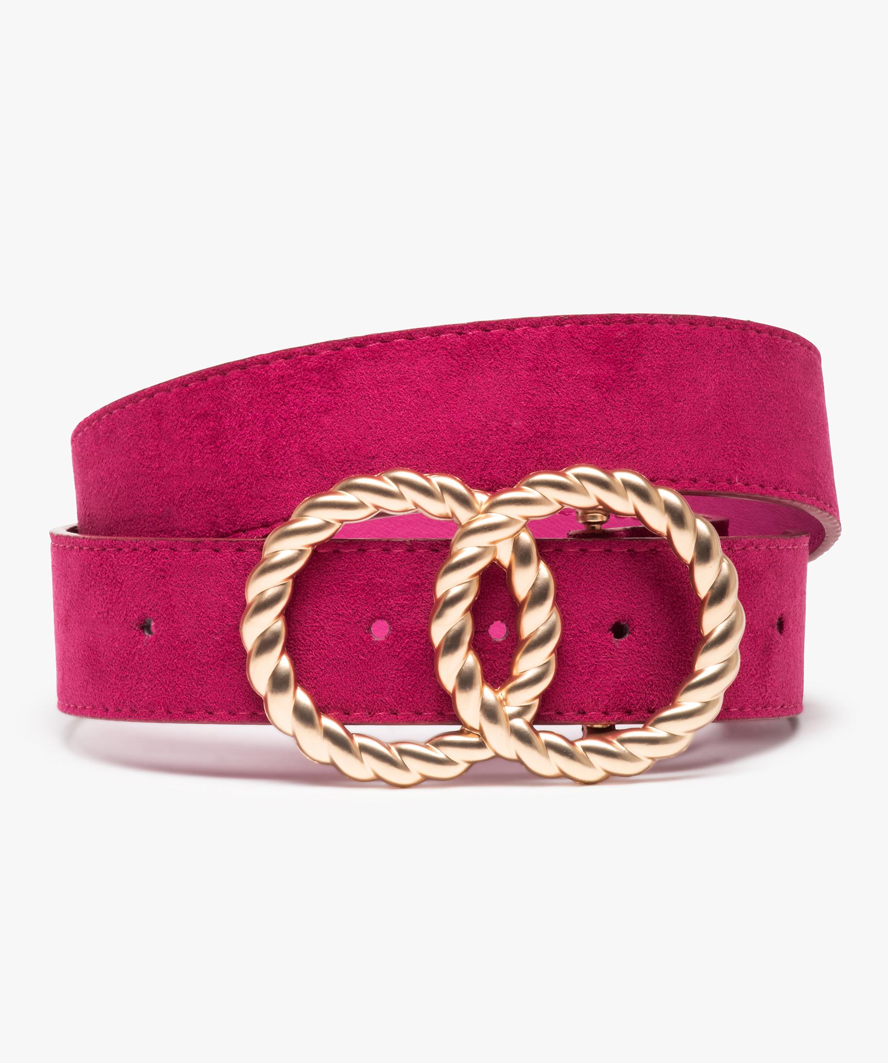 Ceinture femme en suedine avec boucle fantaisie rose GEMO
