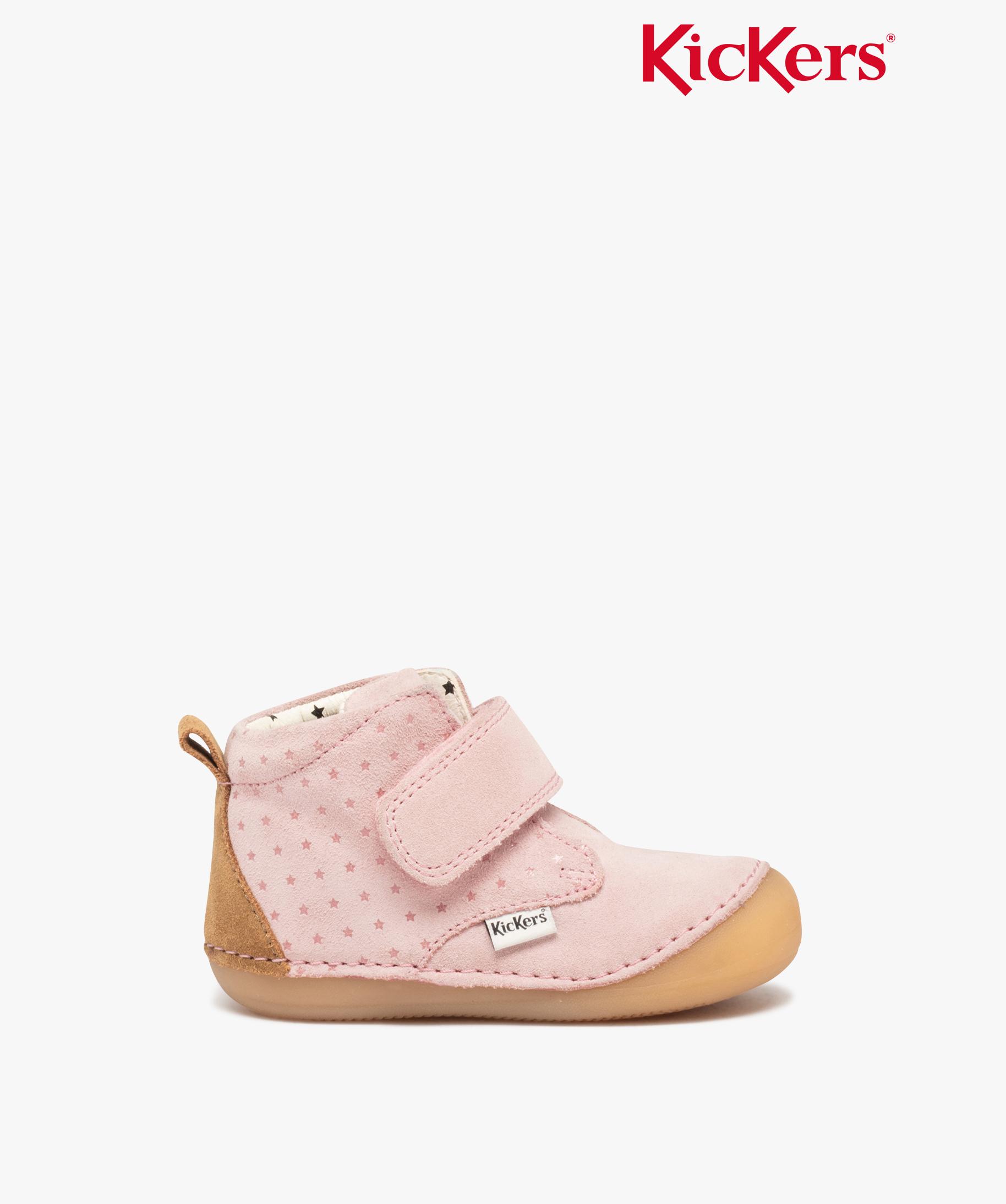 Chaussures premiers pas bebe fille bottillons en cuir sue. rose GEMO