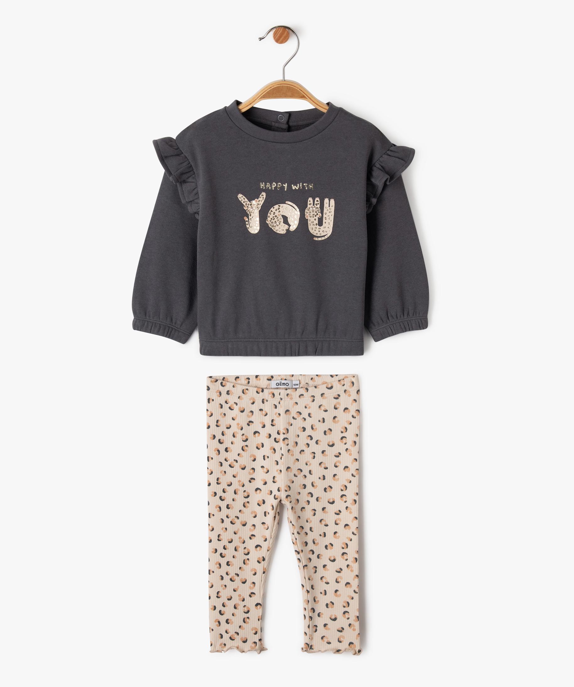 Ensemble Haut + Legging Pour Bébé Fille GANT - Taille 1-2 Mois - Rose - Occasion Très Bon état