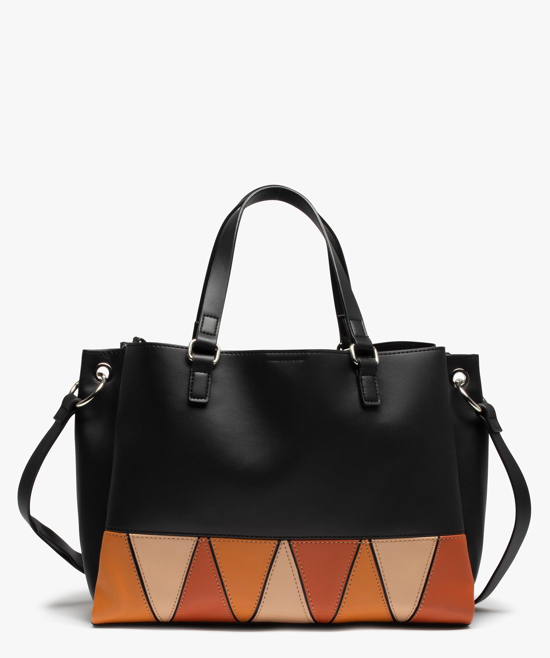 Sac a main femme grande contenance a bandouliere noir GEMO