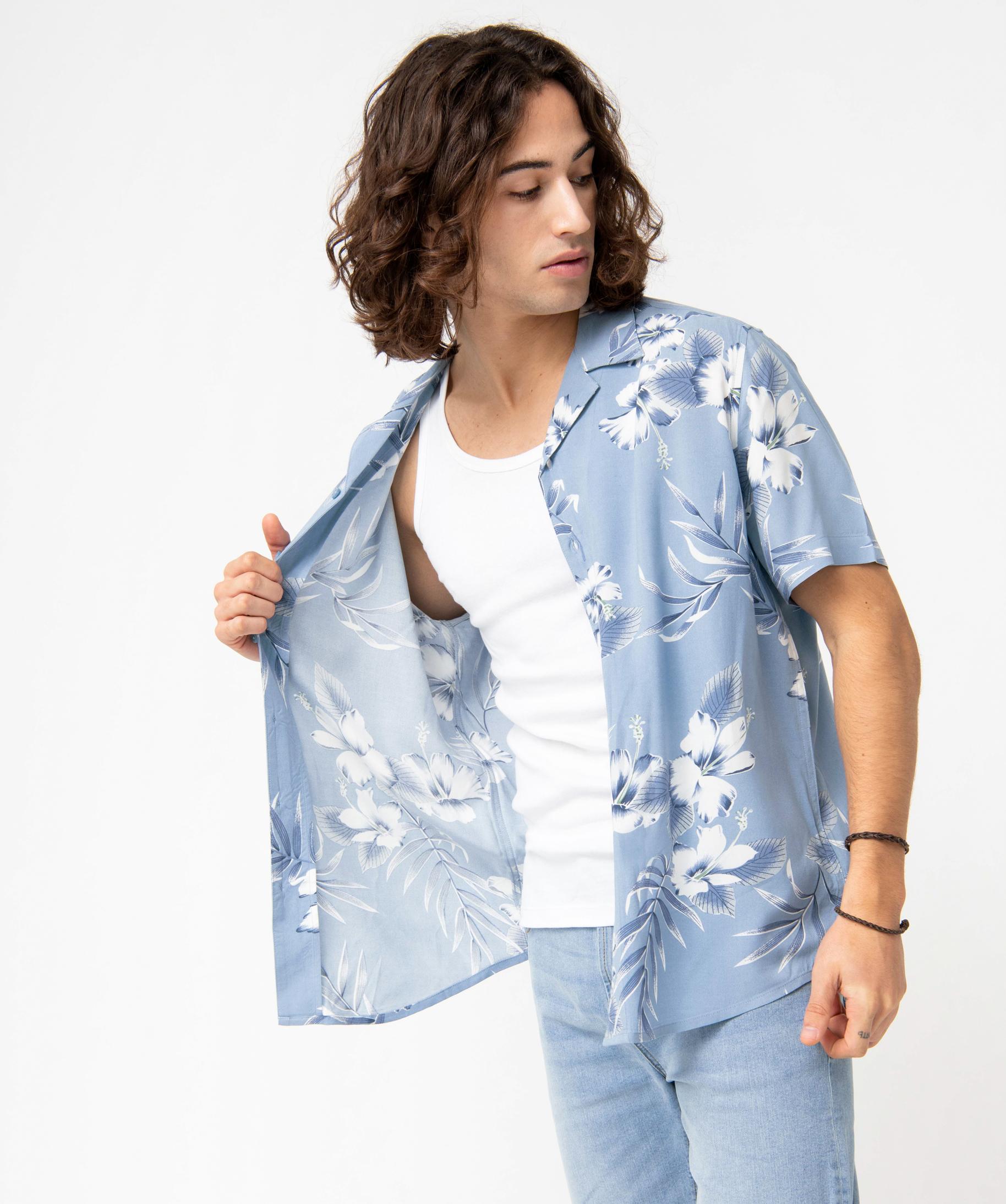 Chemise tropicale à manches courtes décontractée pour
