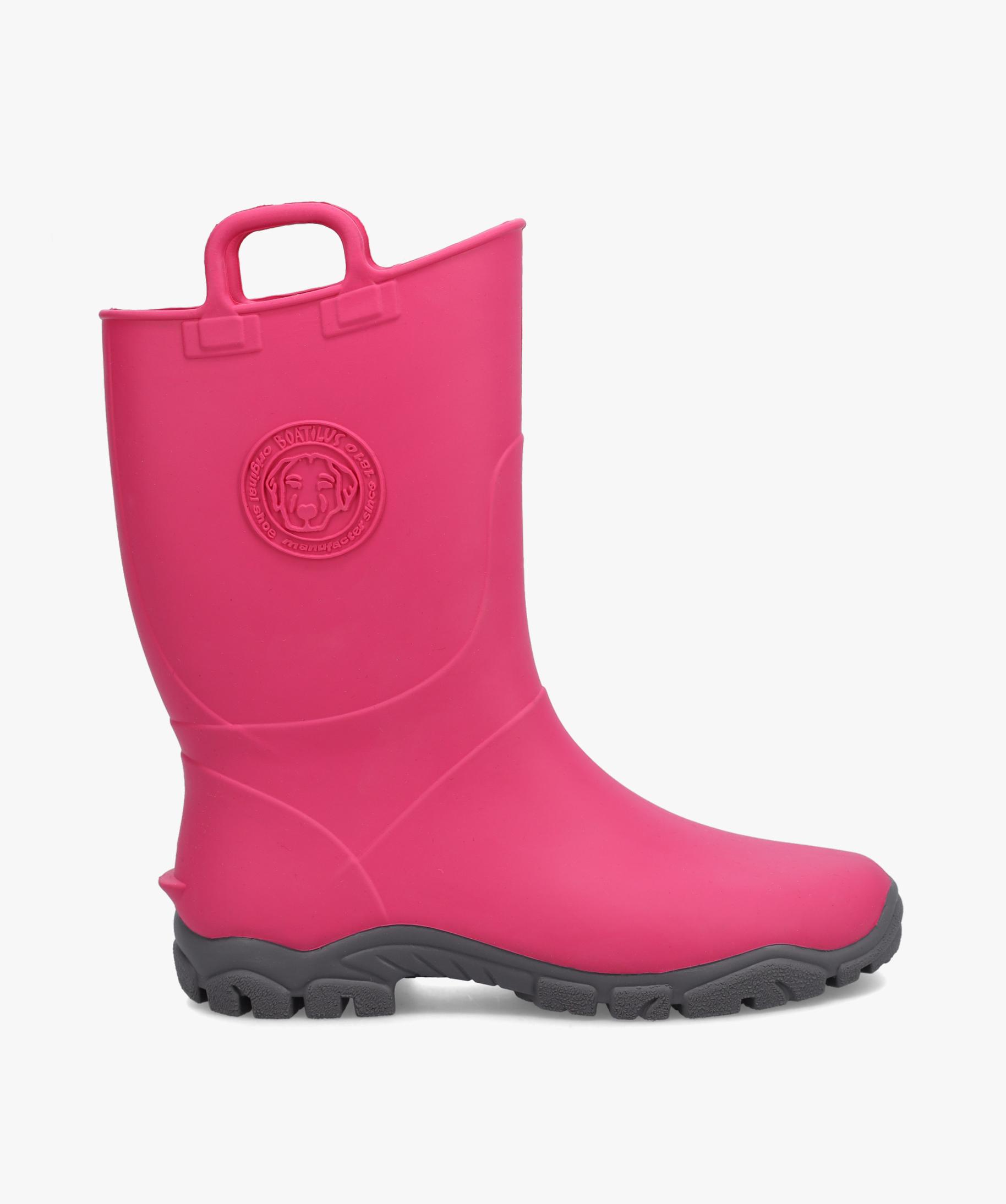 Bottes de pluie fille unies a anses Boatilus rose vif GEMO