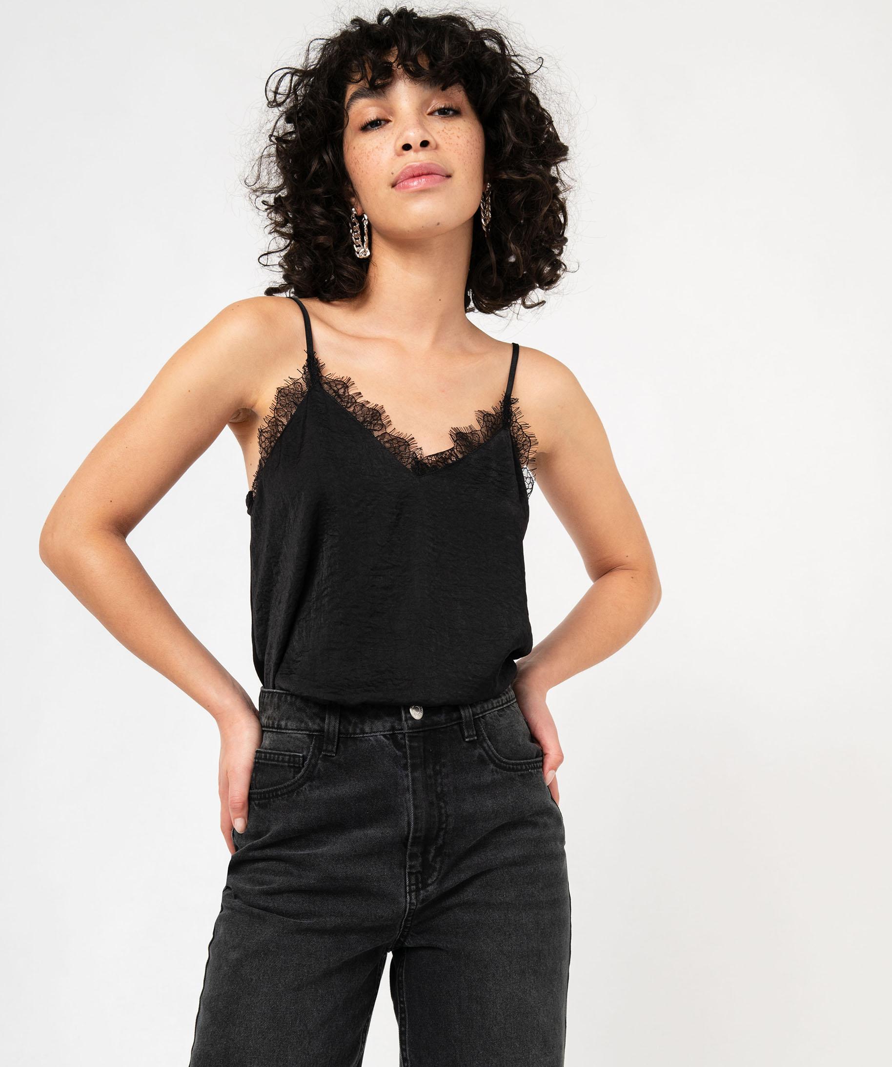 Débardeur Femme Zara à Fines Bretelles - Vert - Taille 38 - Occasion Très Bon état