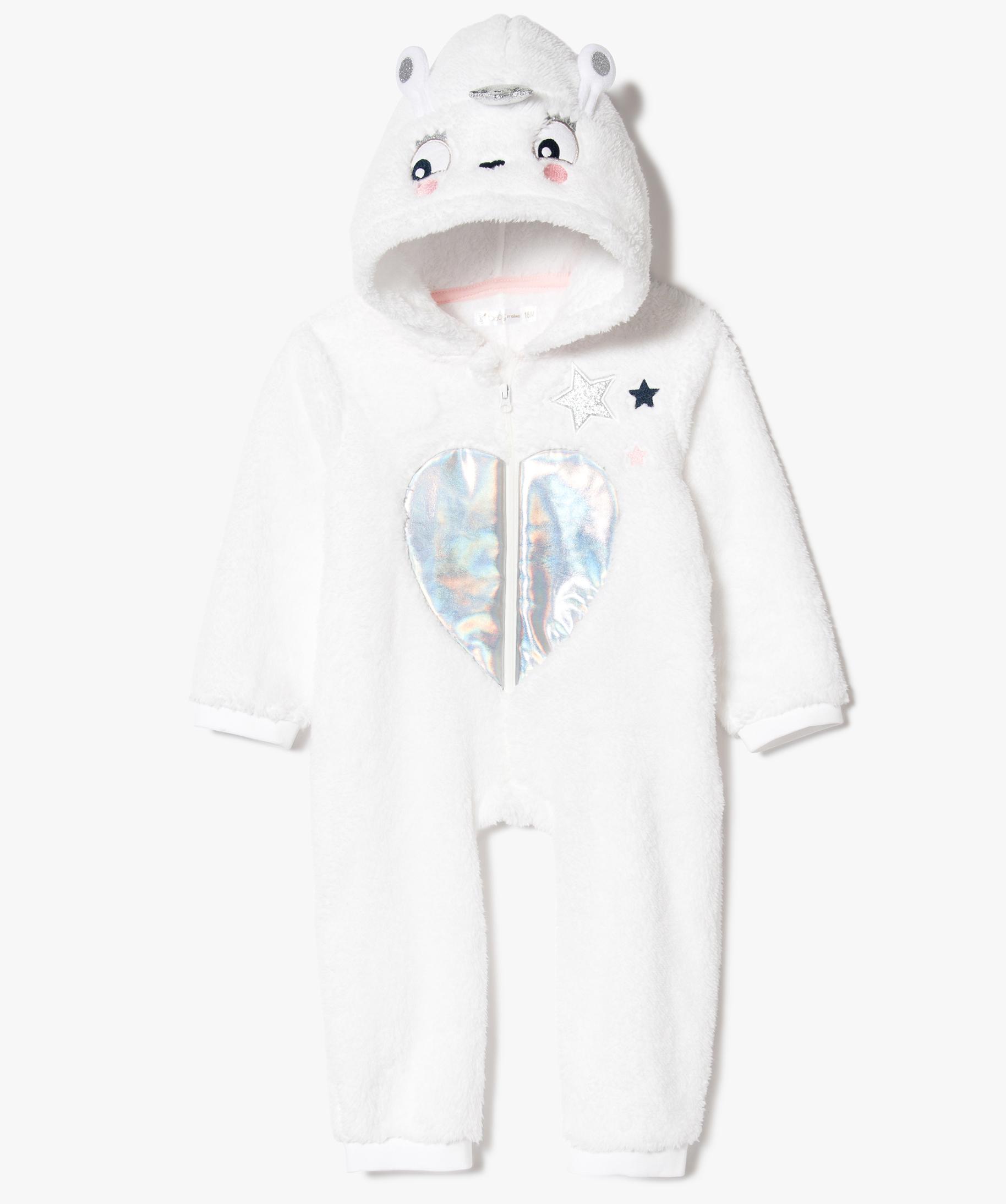 Surpyjama Bebe A Capuche Avec Motifs Pailletes Gemo