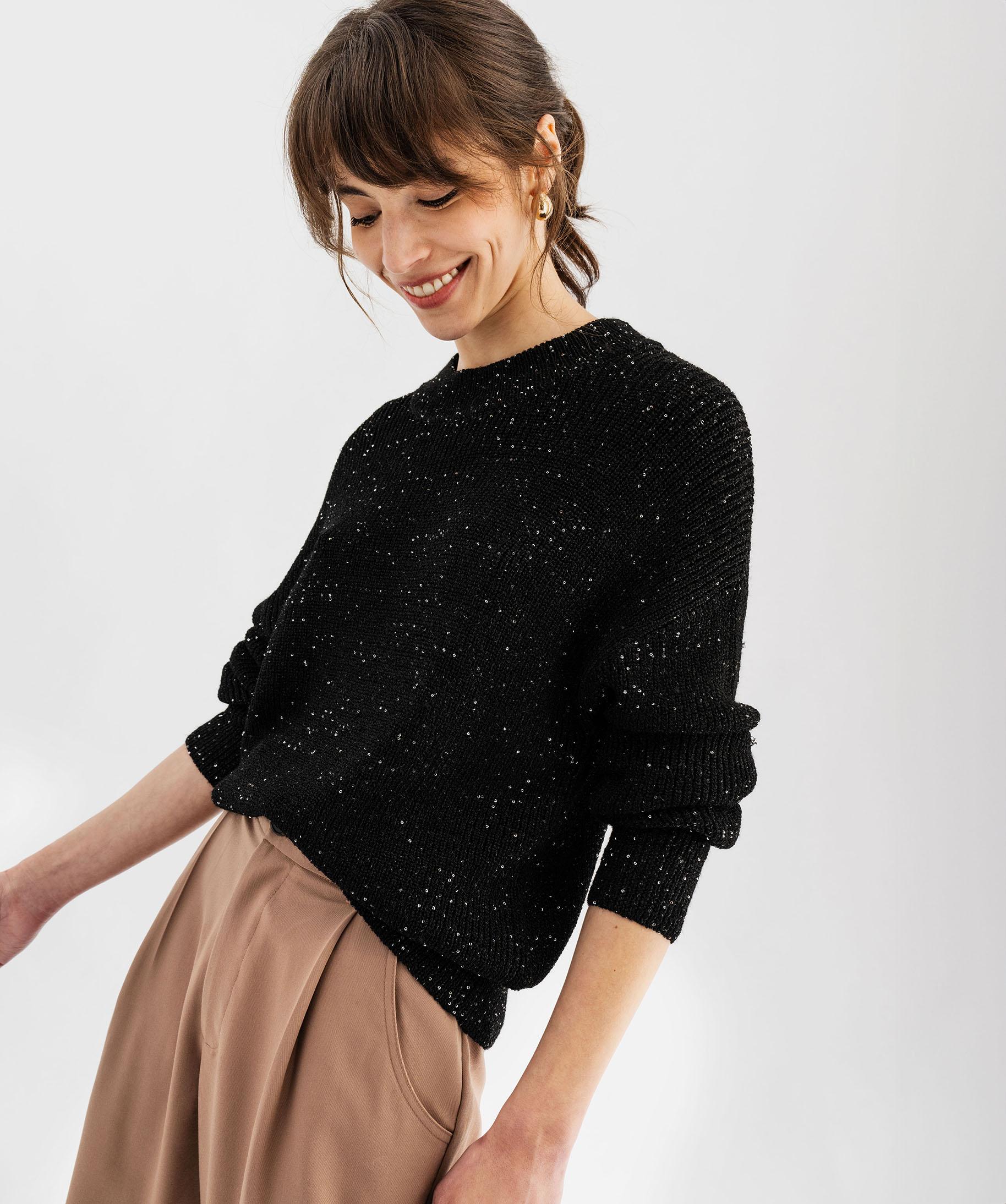 Nyls Création Casquette Femme Pailletée Noire Élégante Erlia - Style Glamour Avec Sequins
