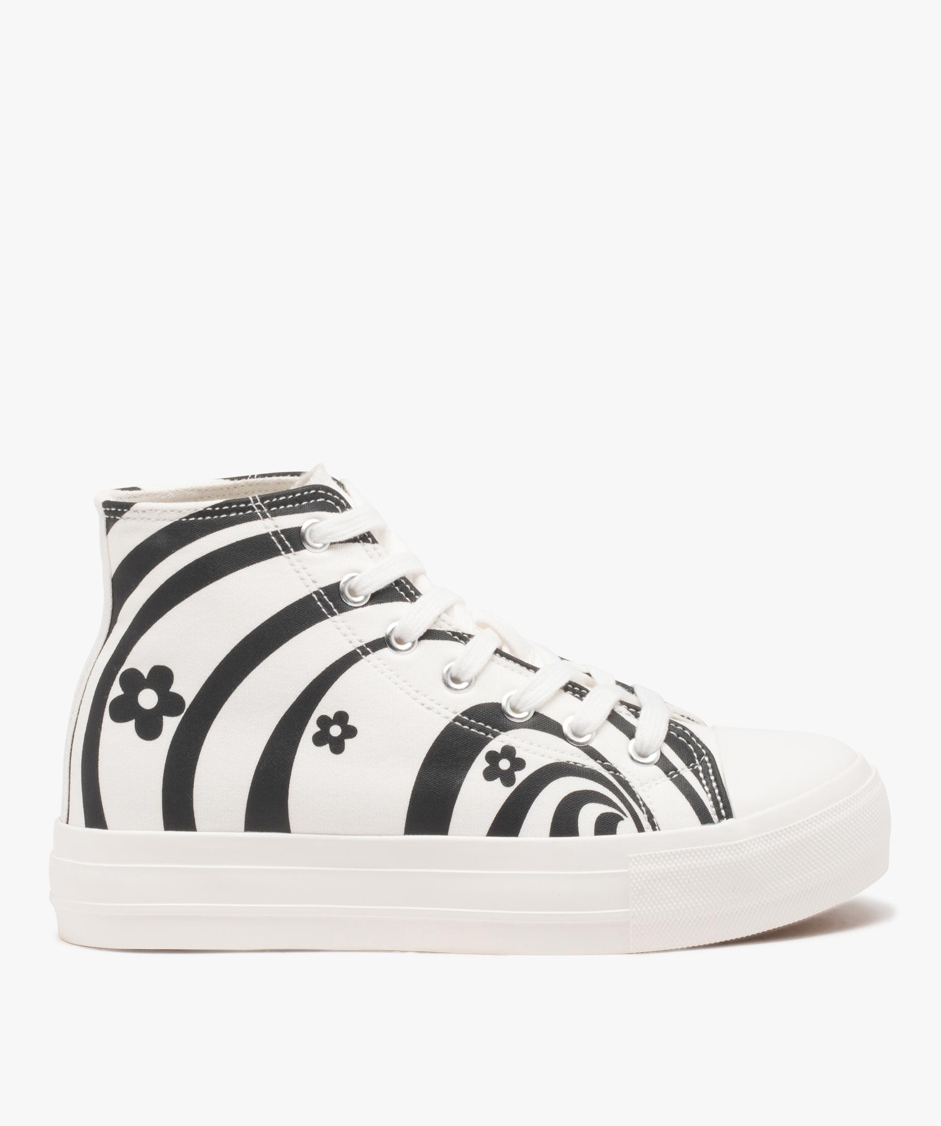 Baskets femme en toile montantes imprim r tro et semel noir
