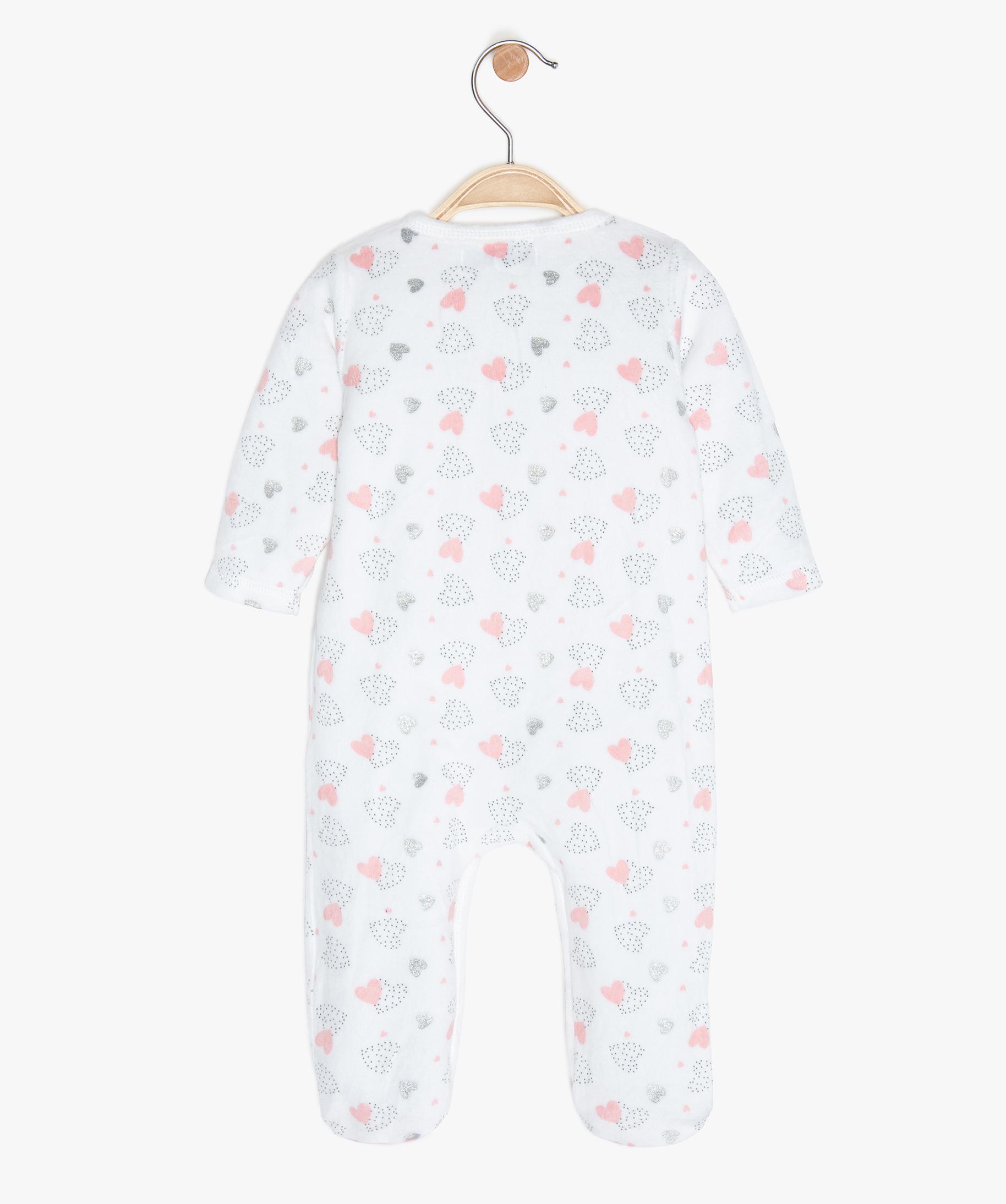 Pyjama Bebe Fille En Velours Avec Nœuds Et Paillettes Gemo