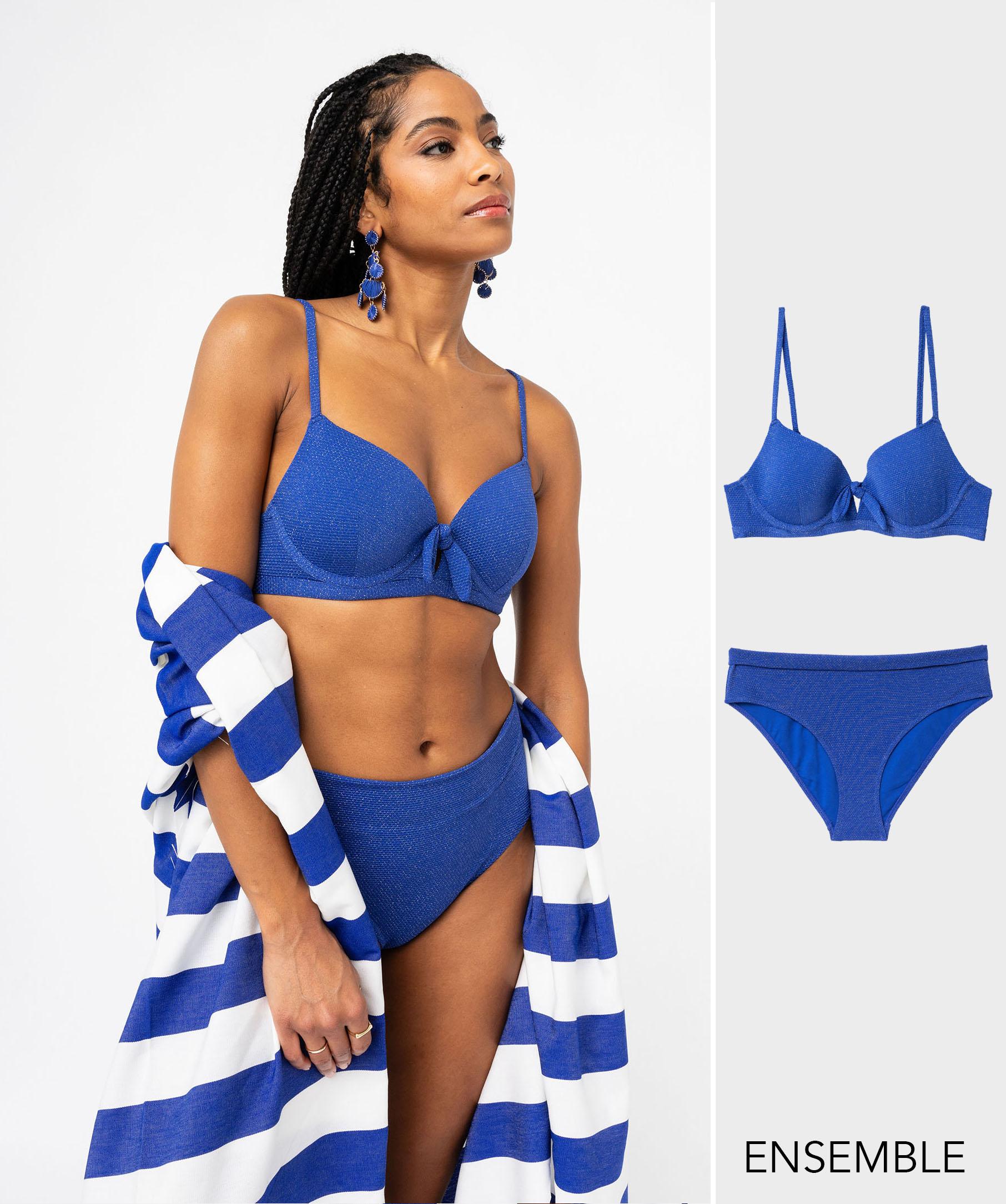 Ensemble maillot de bain deux pieces bleu
