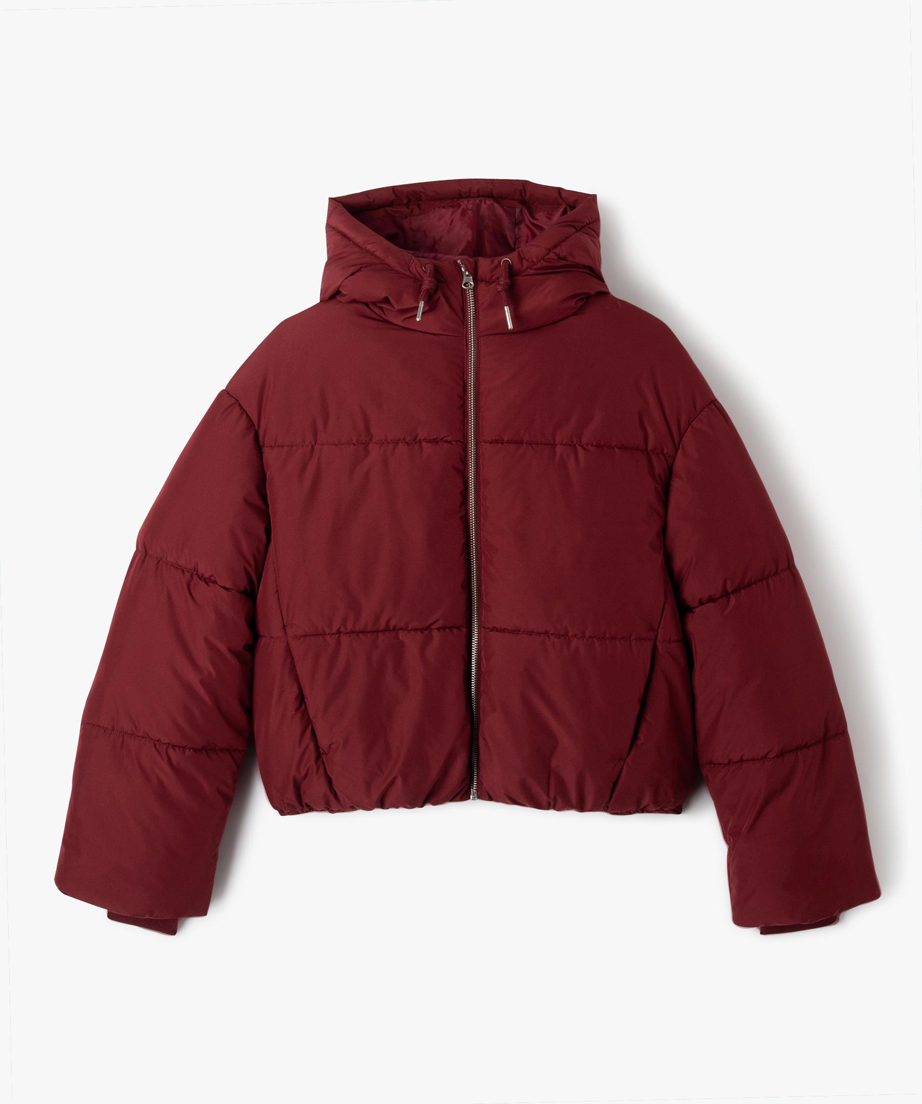 Parka courte et large a capuche fille rouge fonce GEMO