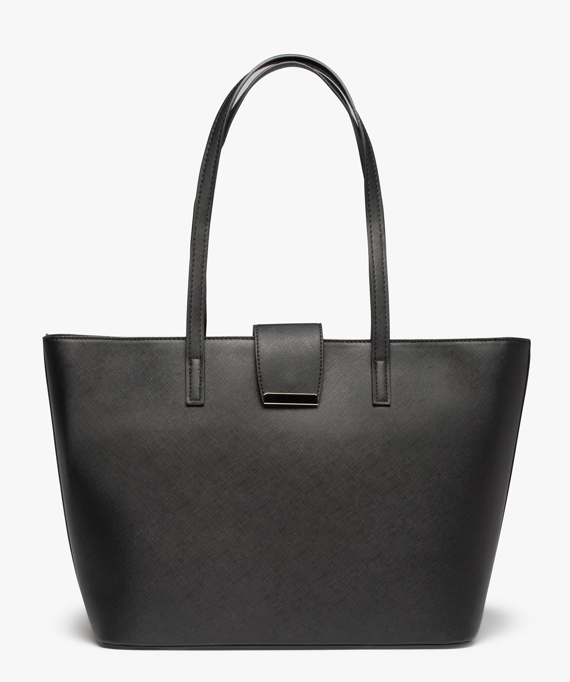 Sac cabas rigide en matiere texturee femme noir GEMO