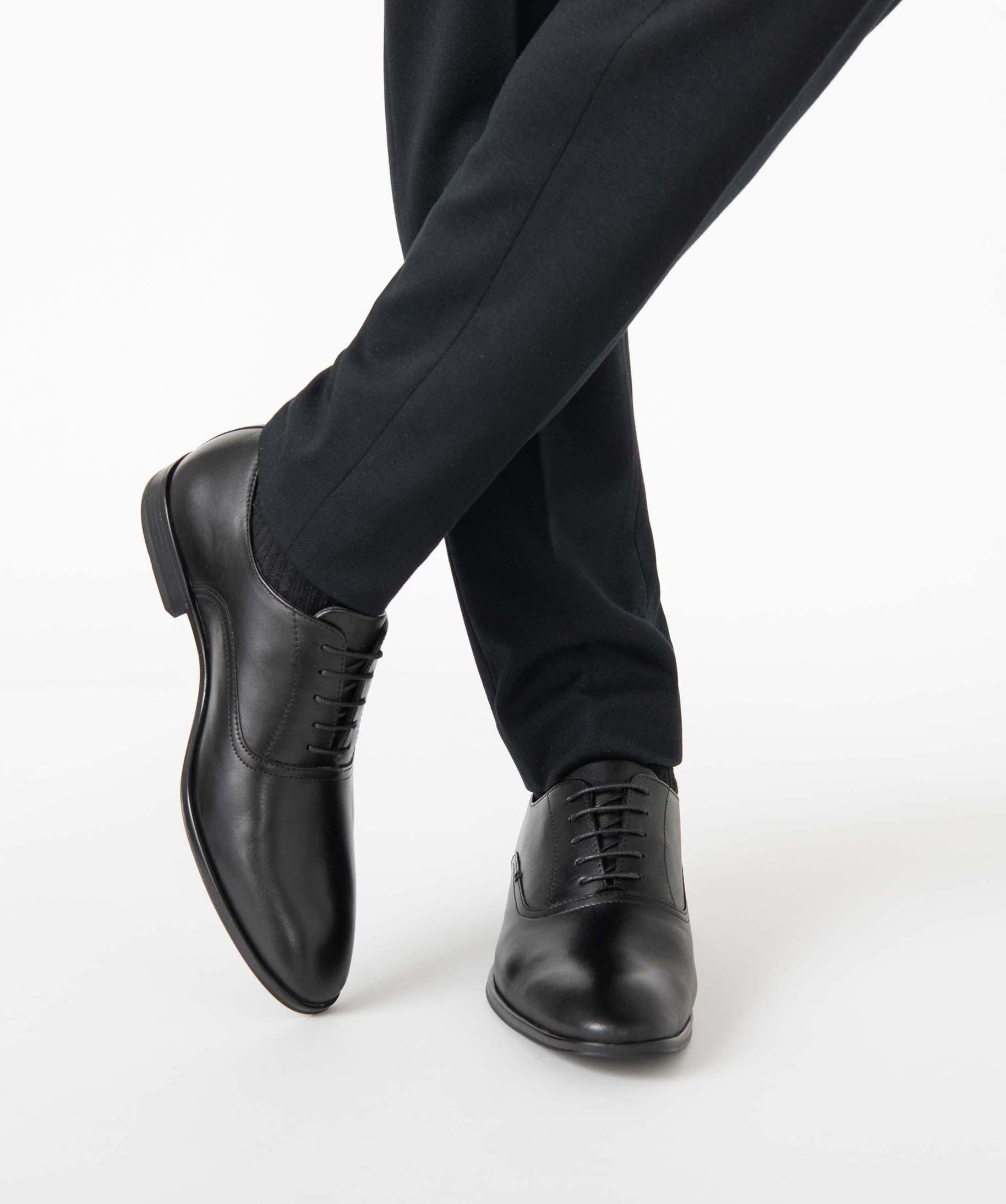 Richelieux homme unis dessus cuir lisse Taneo noir GEMO