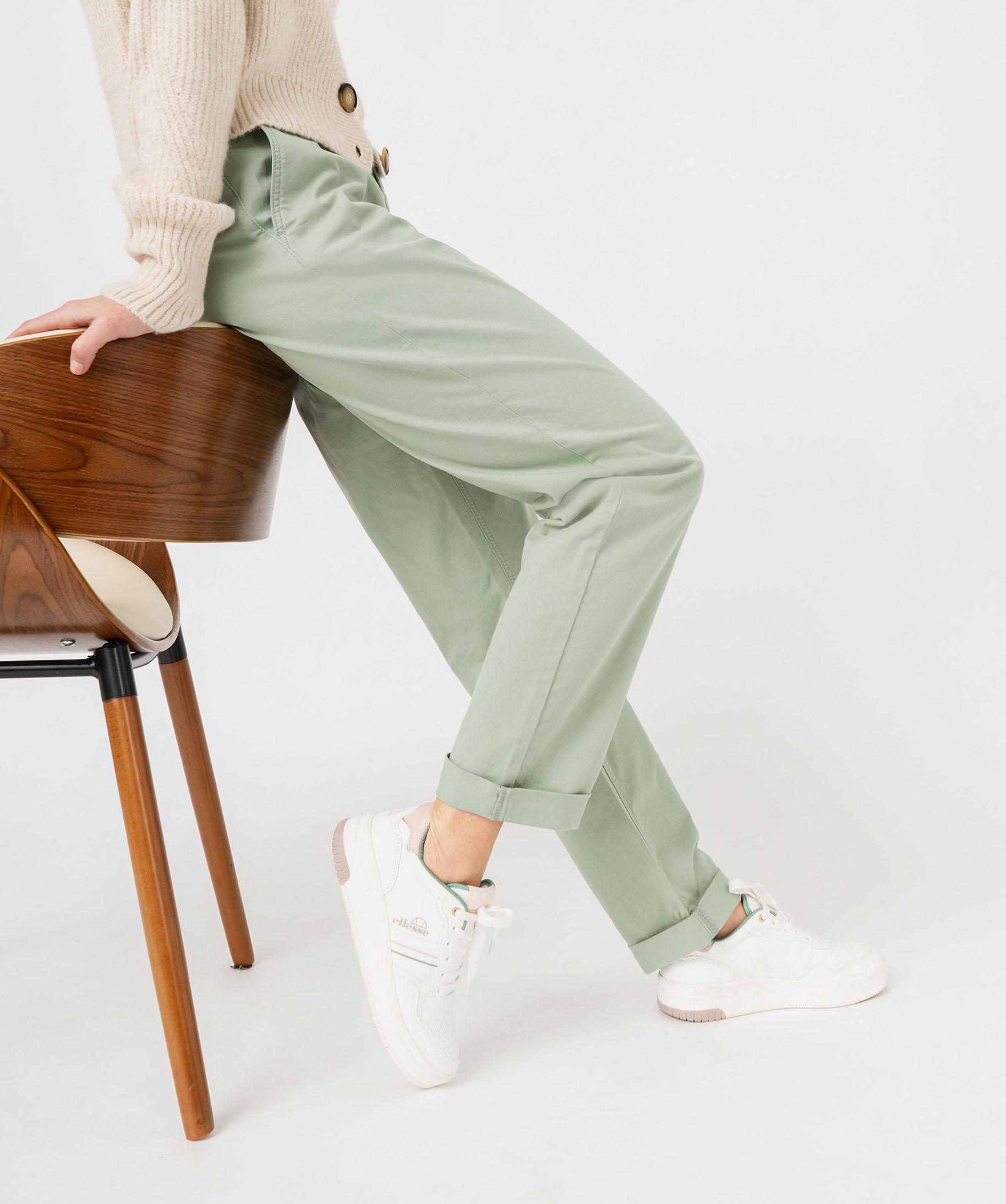 Pantalon chino coupe regular femme vert clair GEMO
