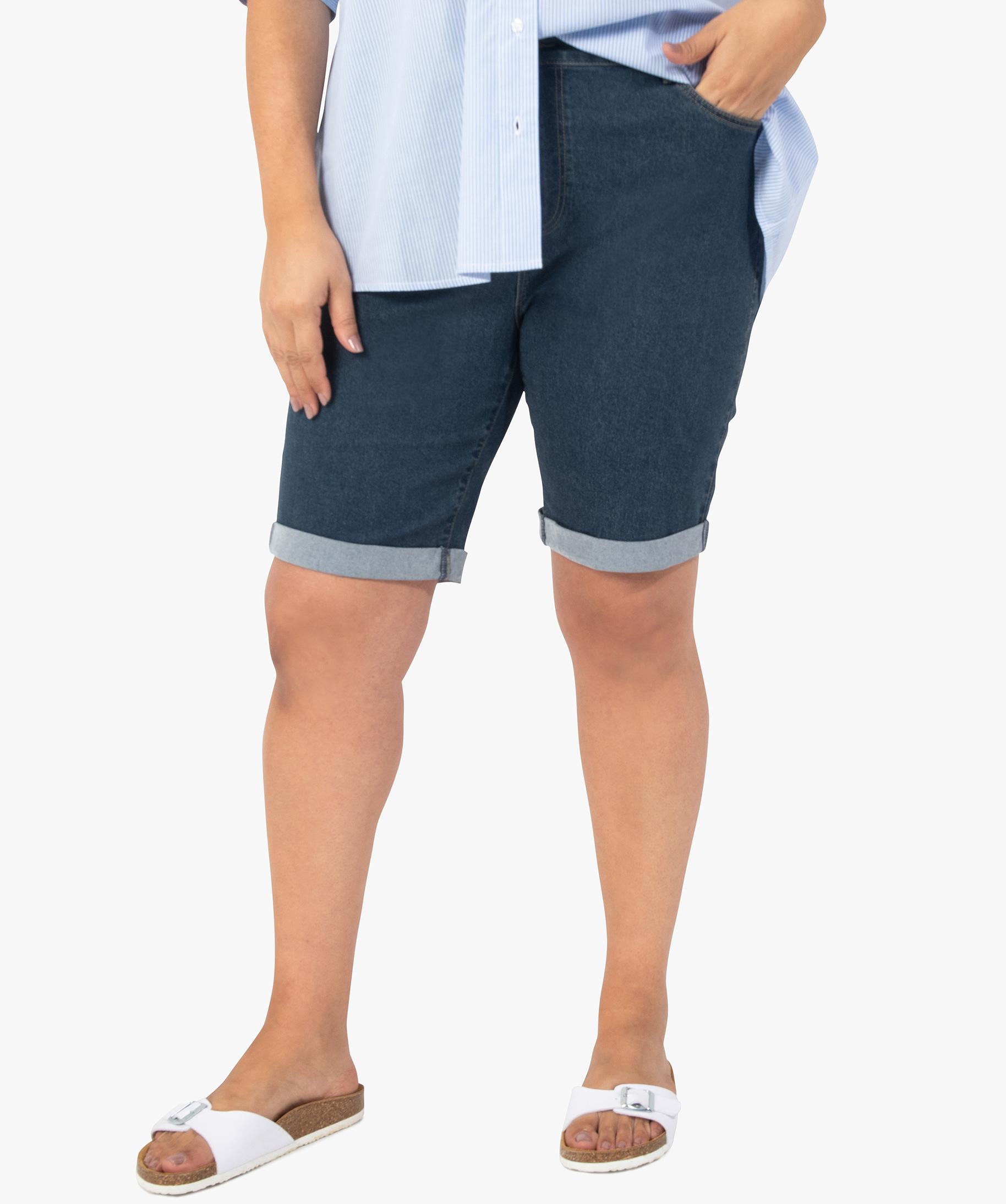Bermuda moulant en denim pour femme (taille plus) - lavé foncé | 's® CA