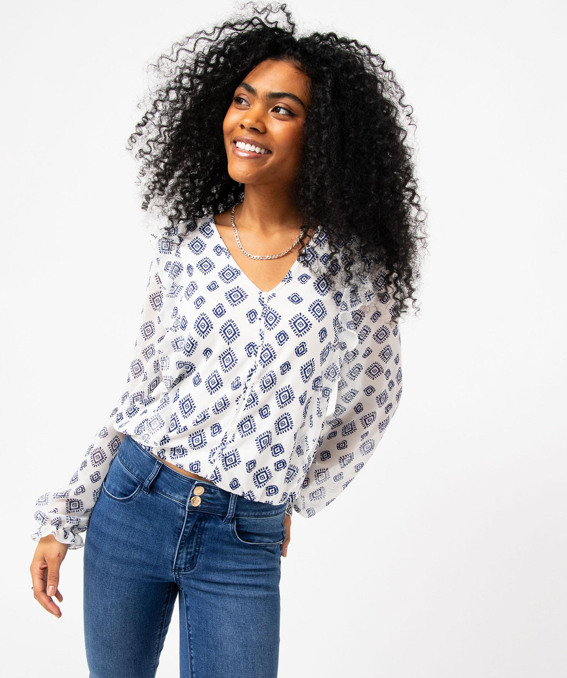 T-shirt Noir Manches Longues Imprimé Fleurs Et Voile Misia - Taille TU 36/38, Viscose, Occasion Très Bon état