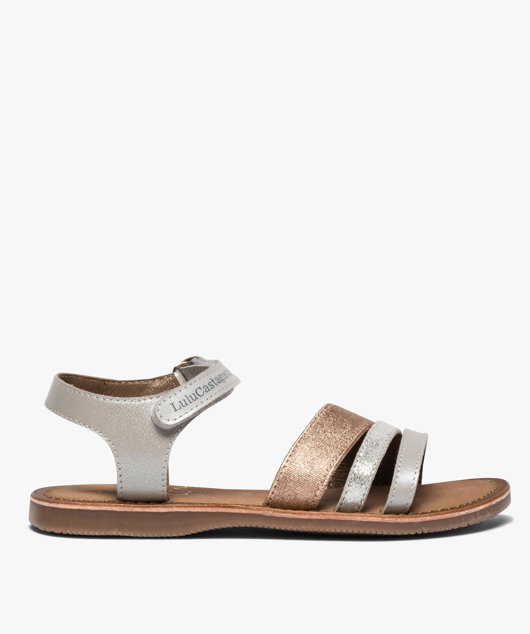Sandales fille metallisees en cuir LuluCastagnette argente GEMO