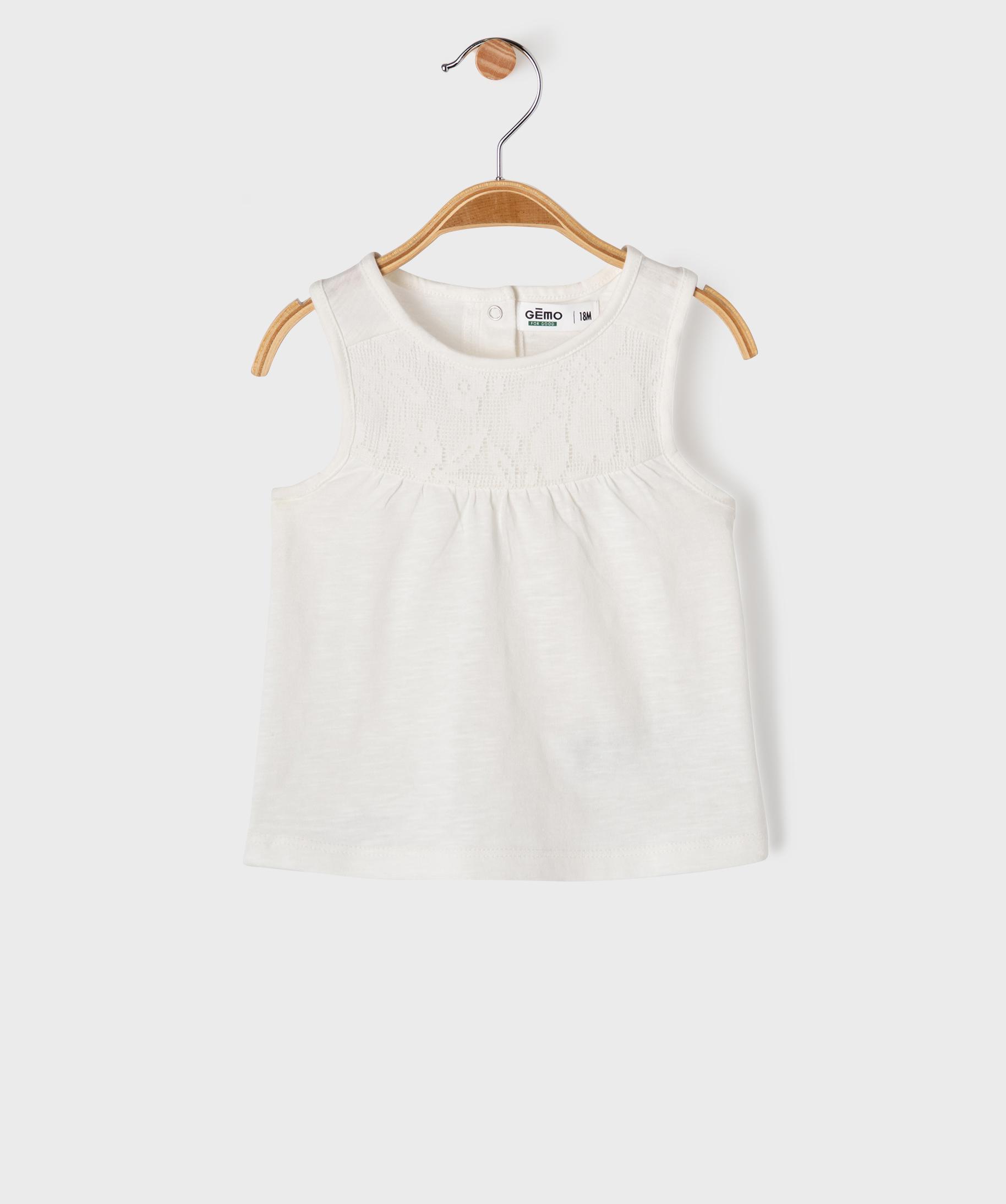 VERTBAUDET Débardeur Bébé Poche Contrastée Blanc 36M (97CM)