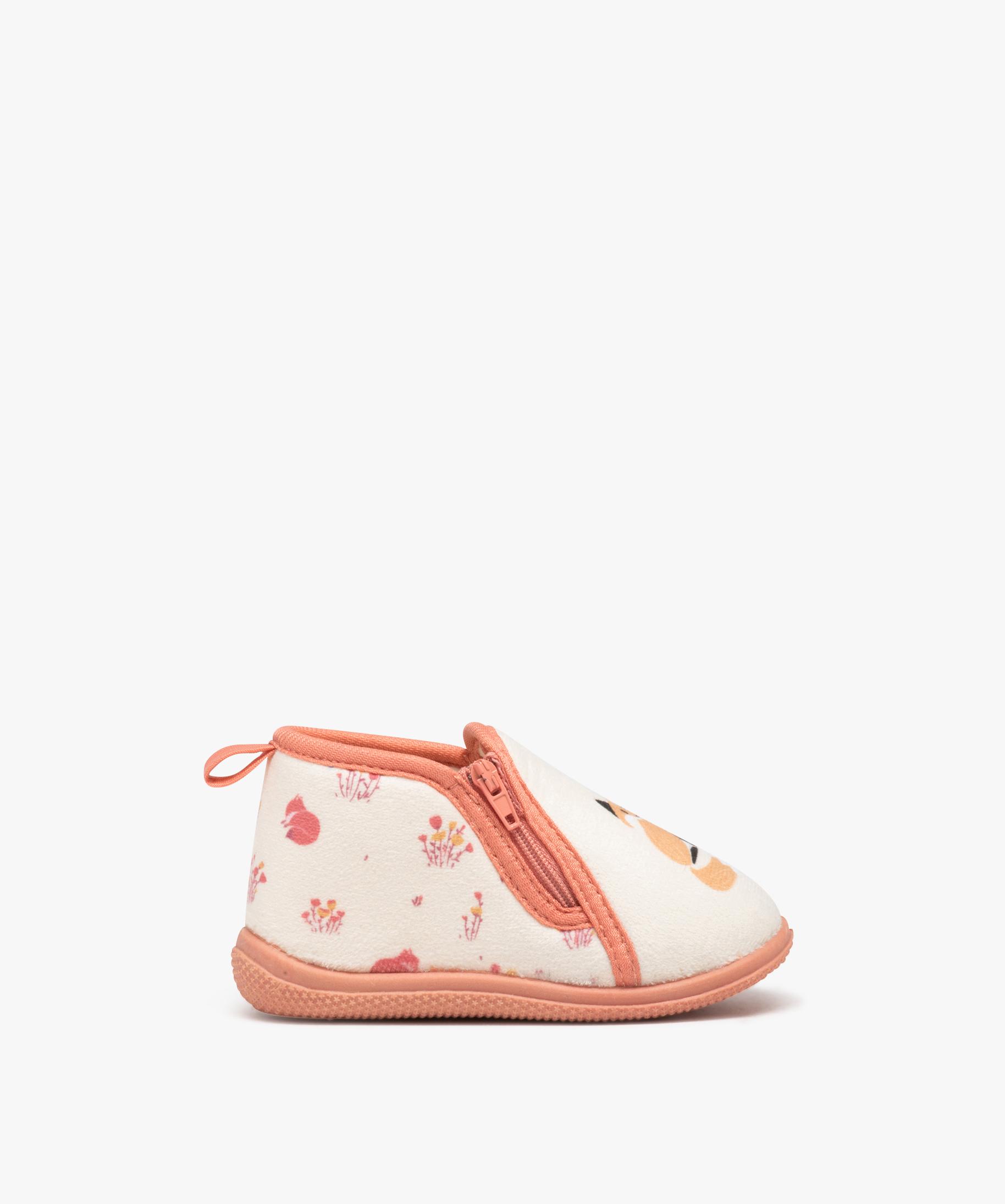Chaussons b b fille bottillons zip imprim s renard rose GEMO