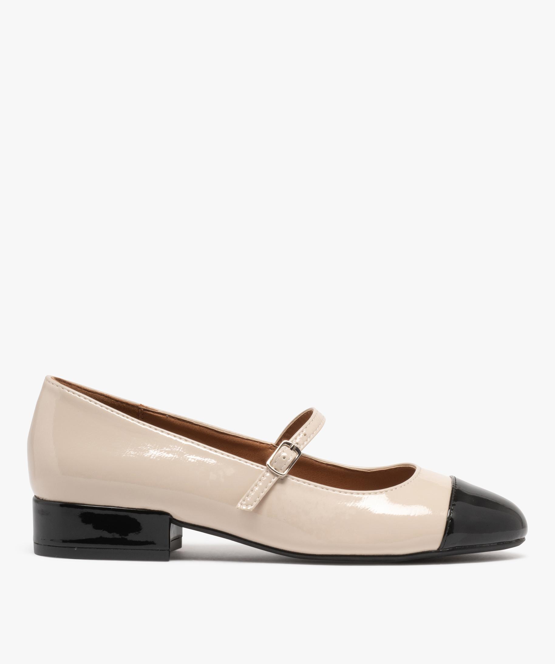 Ballerines vernies bicolores à talon femme