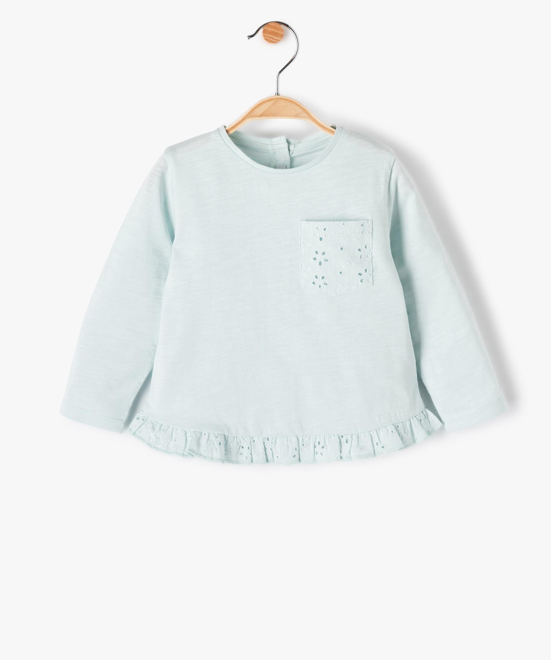 T-shirt Basique Young Dimension Fille 3-4 Ans Coton Bleu Manches Longues