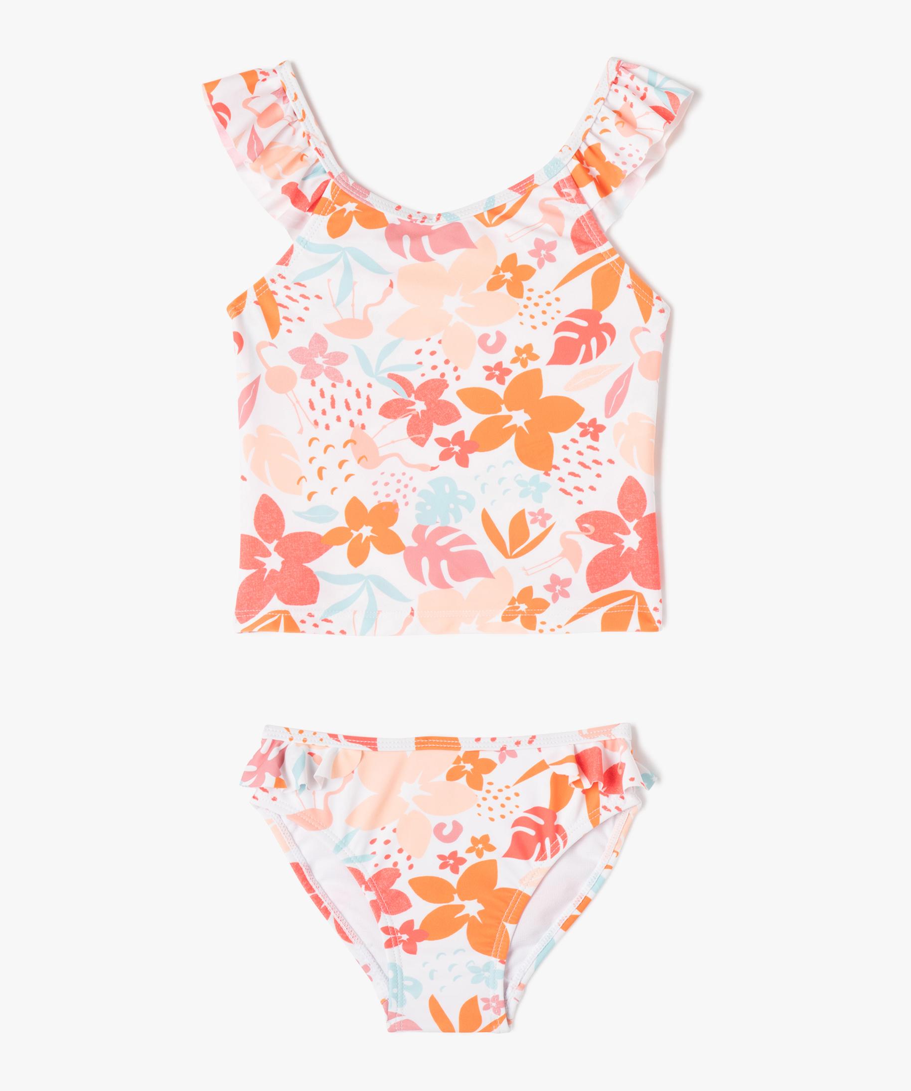 Maillot de bain bebe fille 2 pieces tankini fleuri imprime GEMO