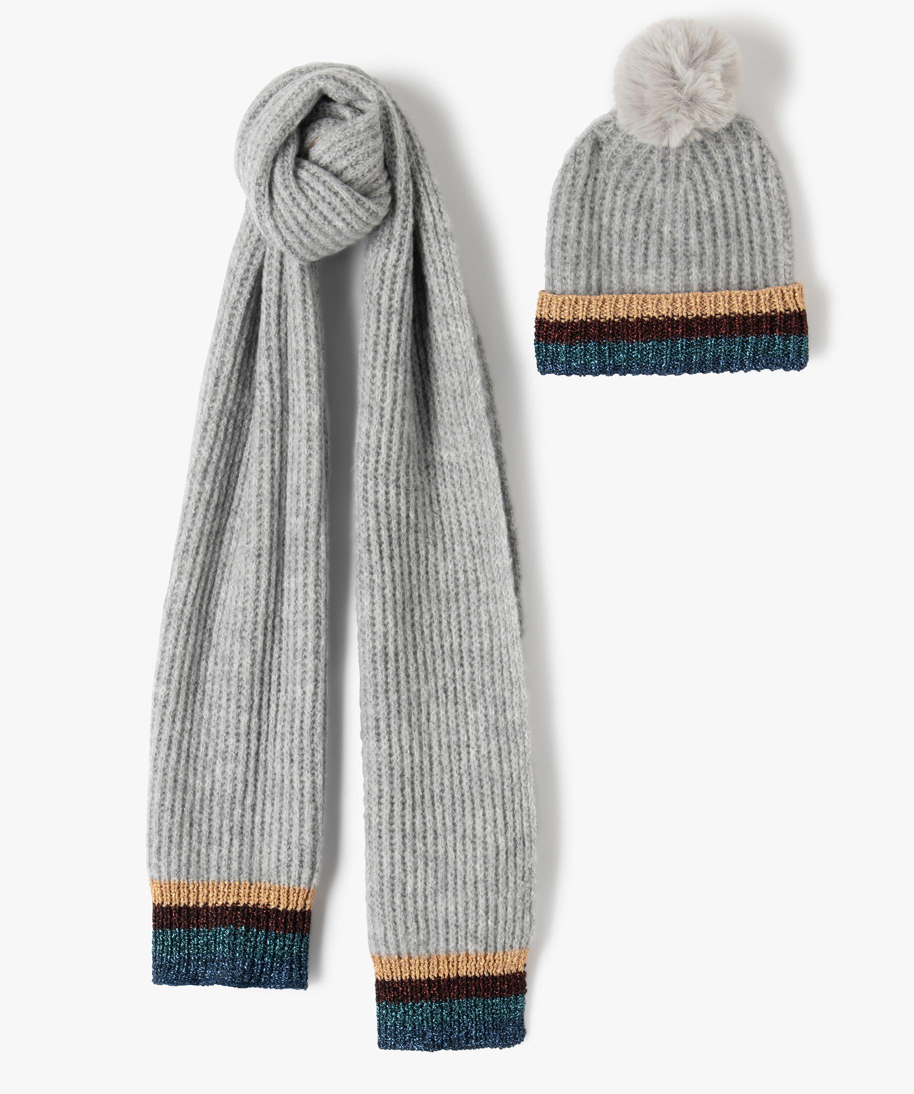 Ensemble Bonnet écharpe Gants Enfant - Hiver Polaire - Pompon, Doublure Chaude - Taille 2-7 Ans