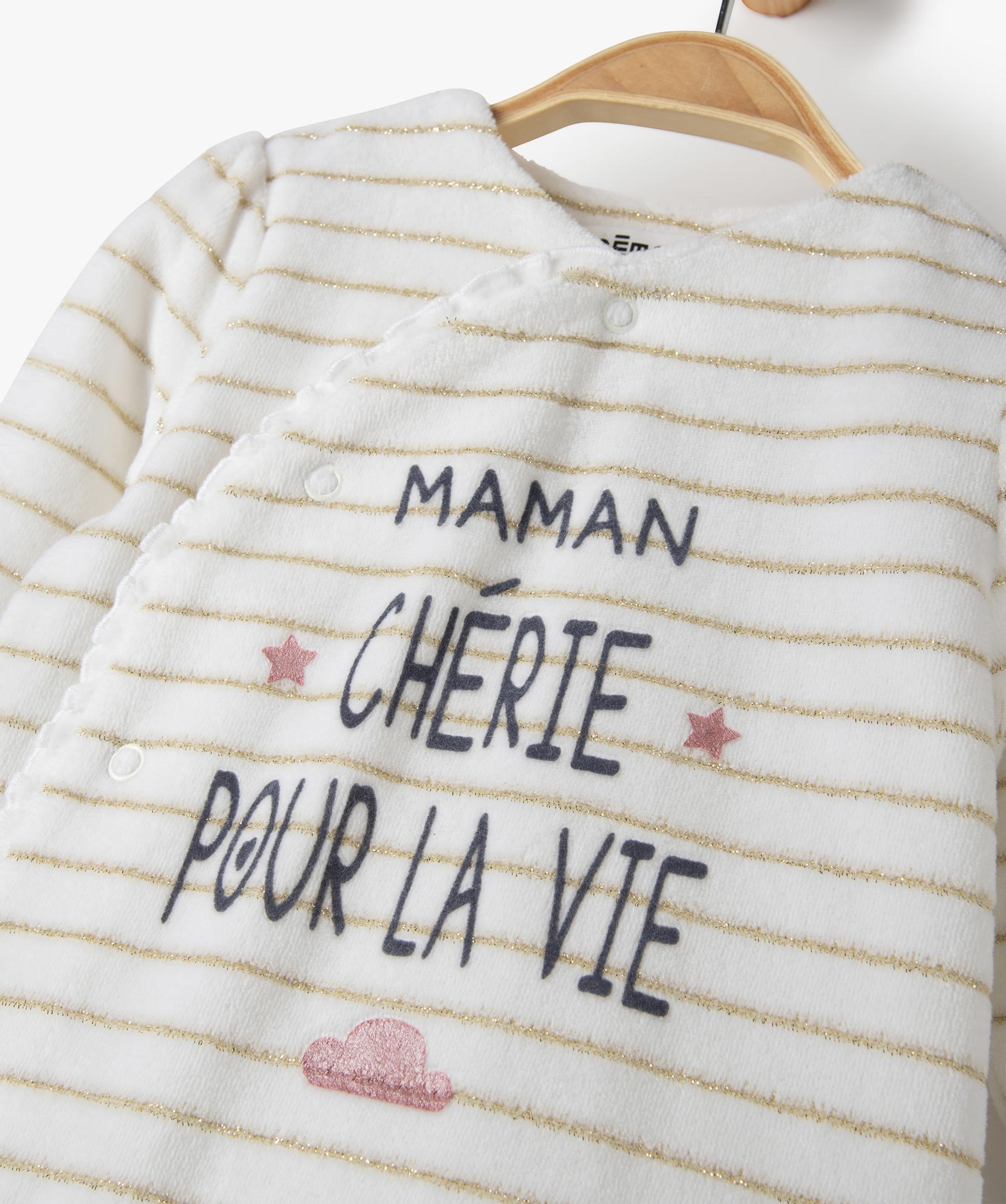 Pyjama Bebe En Velours A Rayures Brillantes Gemo