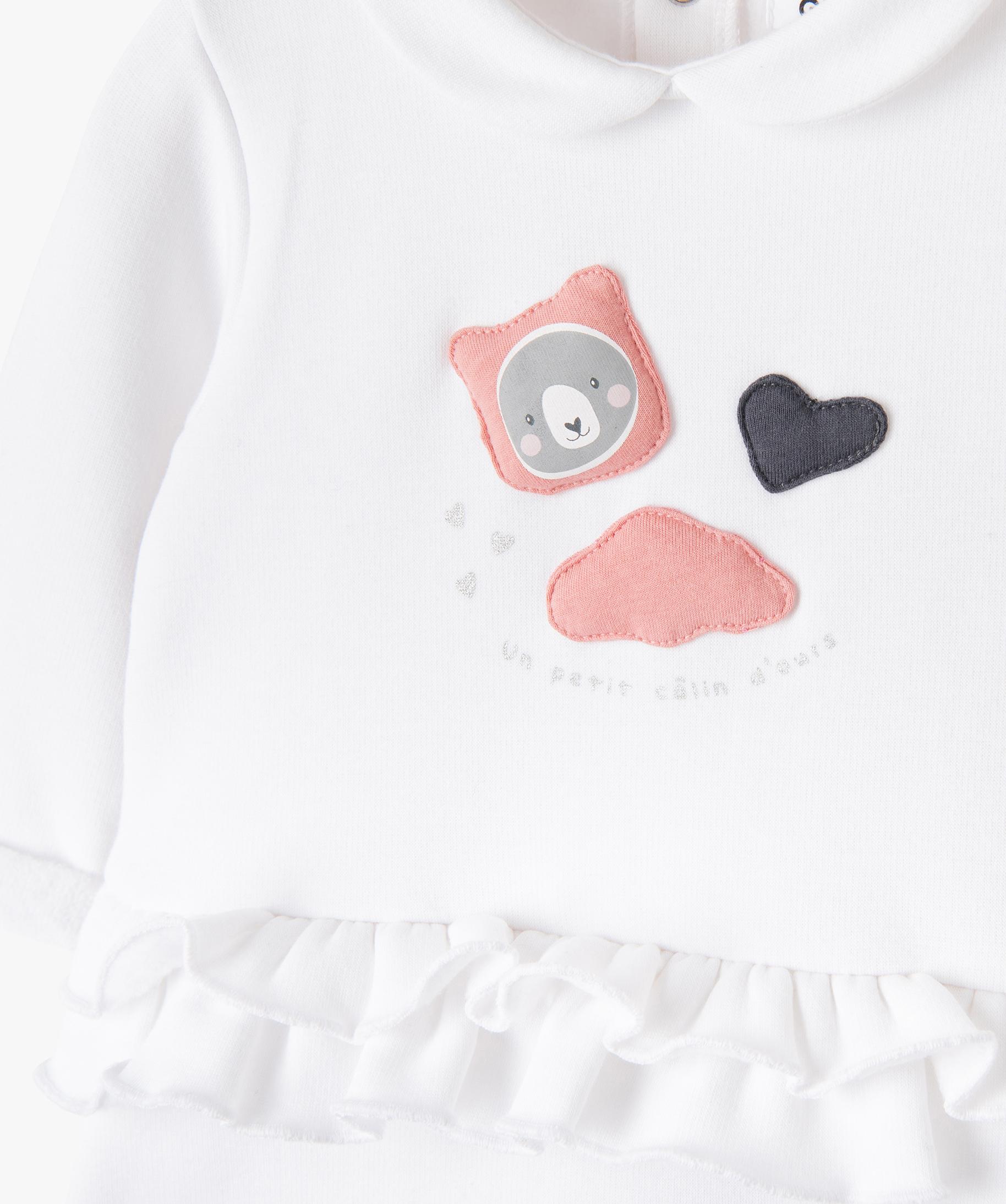 Pyjama Bebe Fille En Velours Avec Decor Ourson Gemo