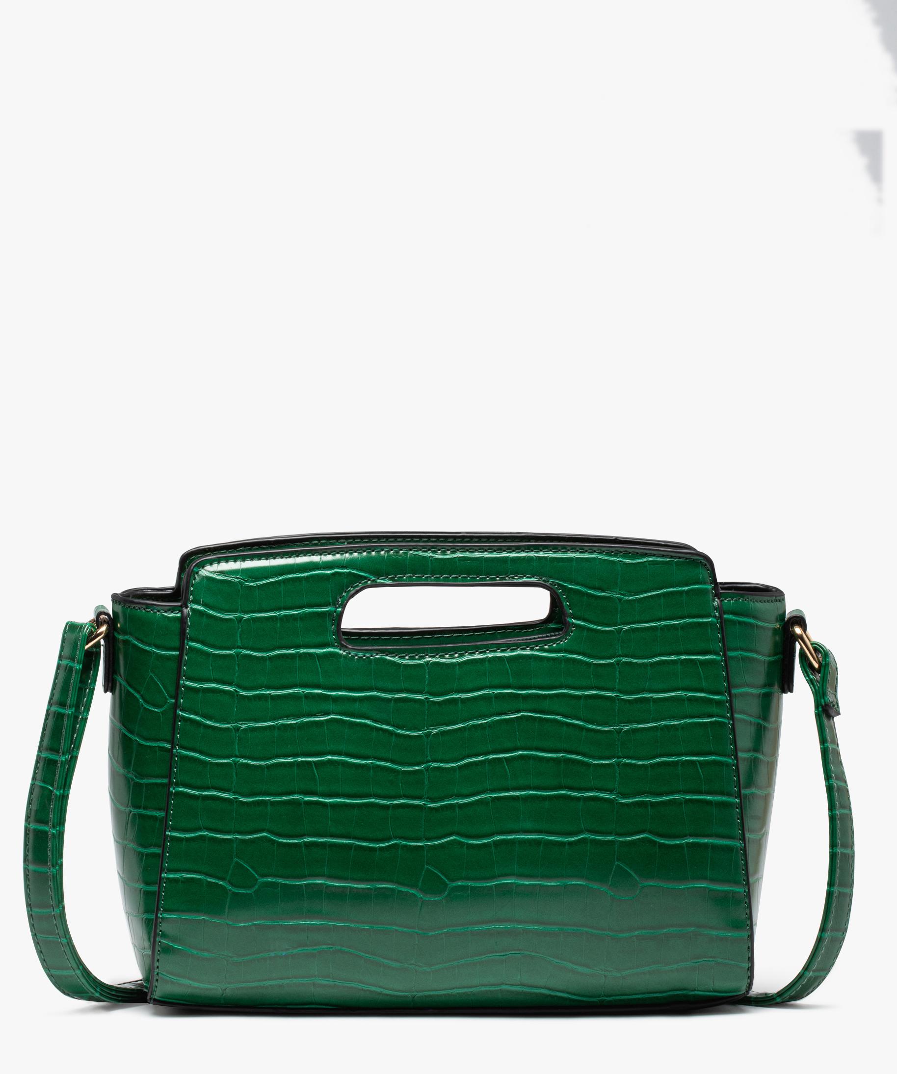 Sac a main femme a poignee en matiere texturee vert GEMO