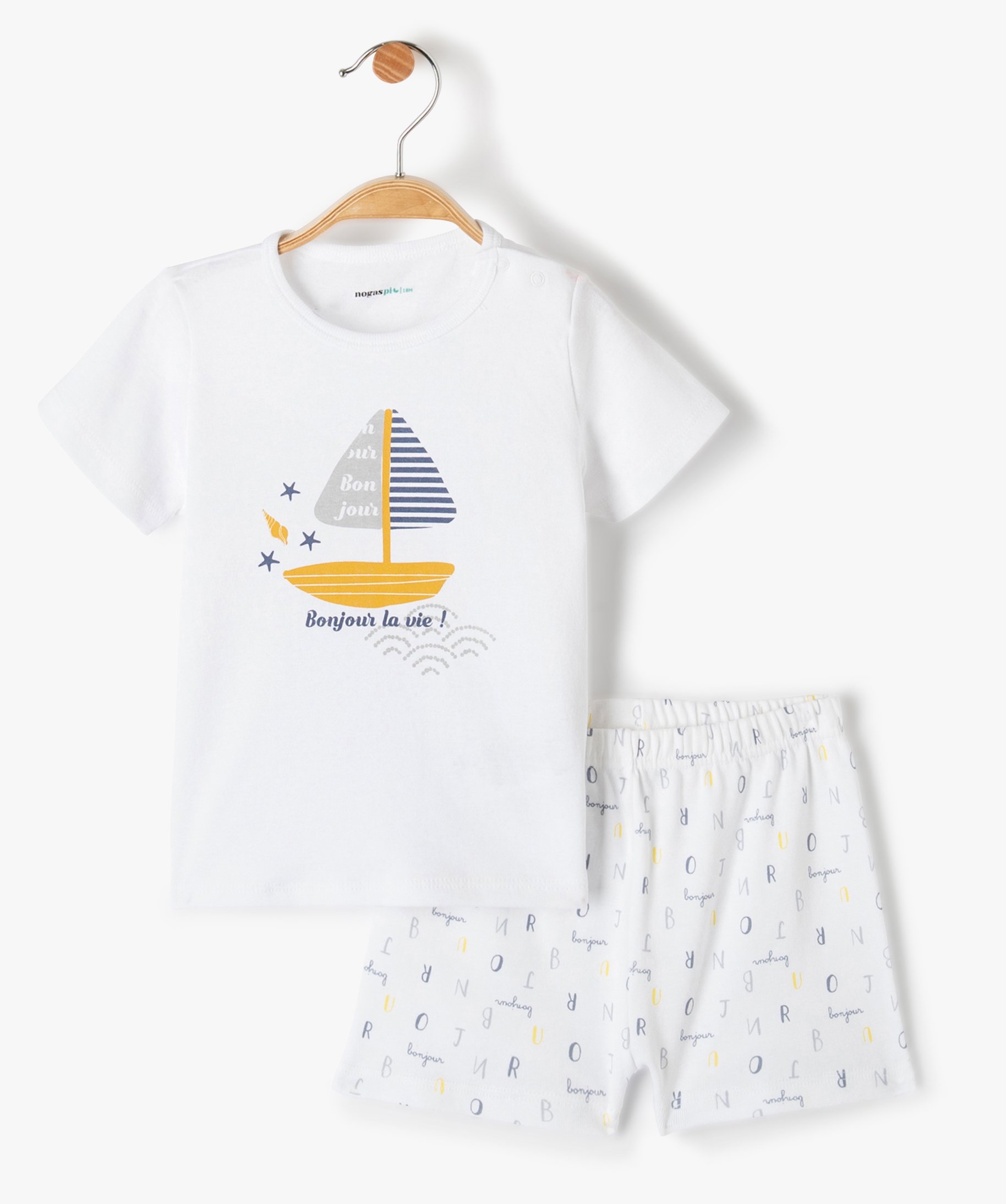 Gemo Fille Vêtements Combinaisons & Combishorts Combi-shorts lot de 2 - No gaspi Combishort bébé à manches courtes et motifs marins 