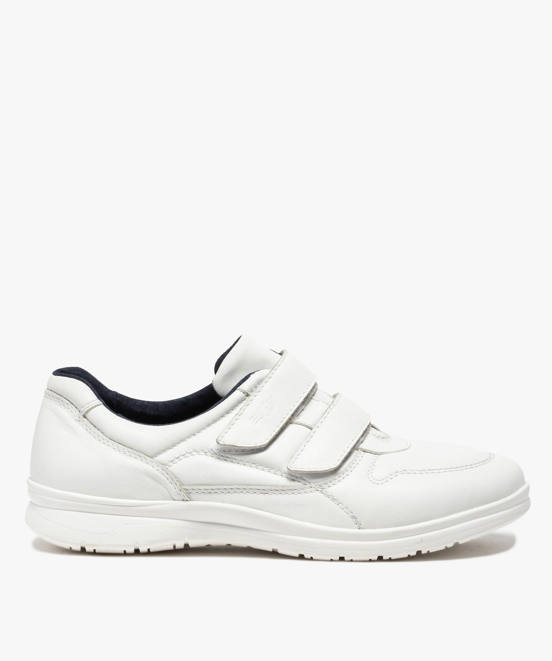 Baskets homme confort unies en cuir fermeture scratch