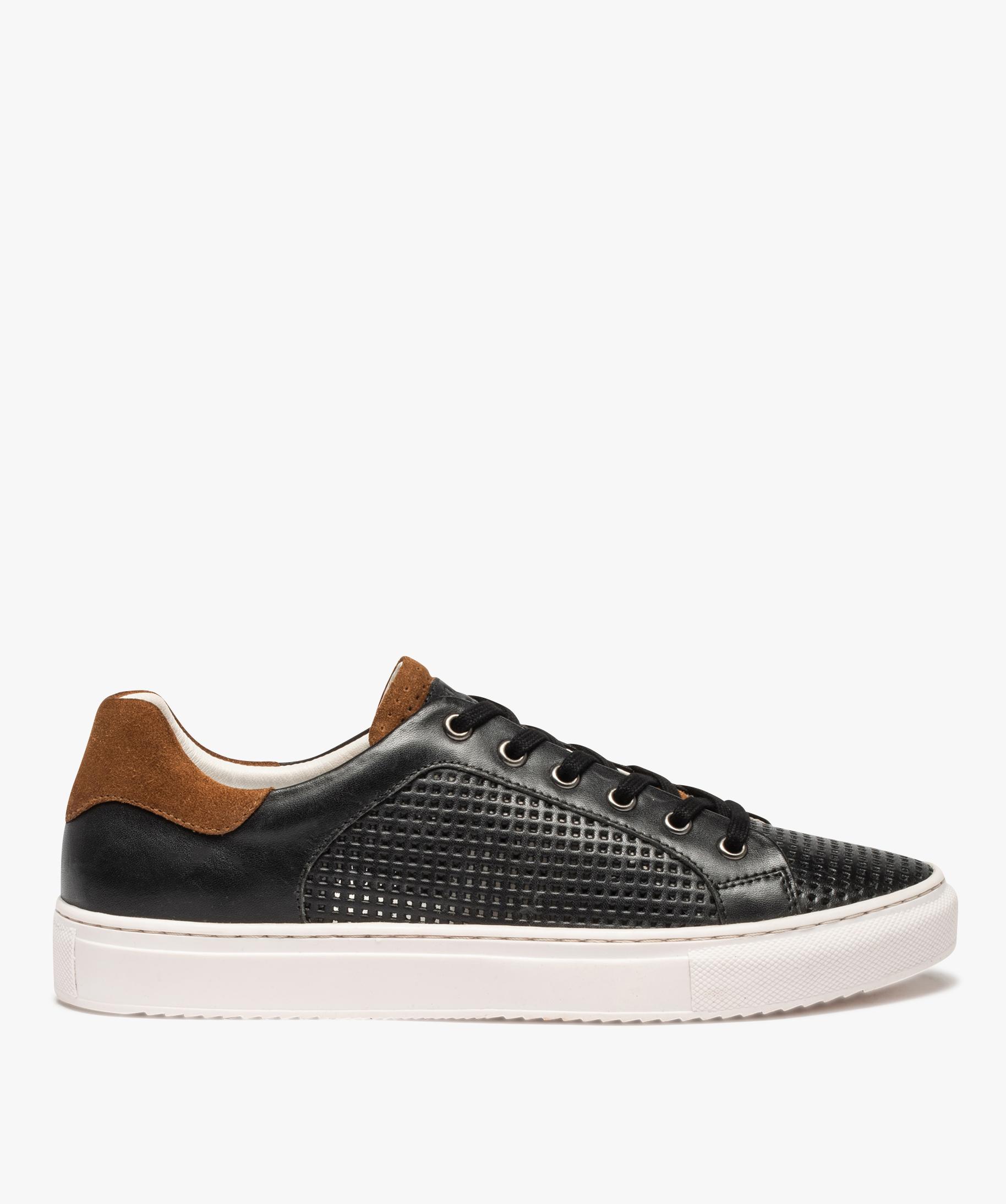Baskets homme dessus cuir souple et aéré Tanéo noir GEMO