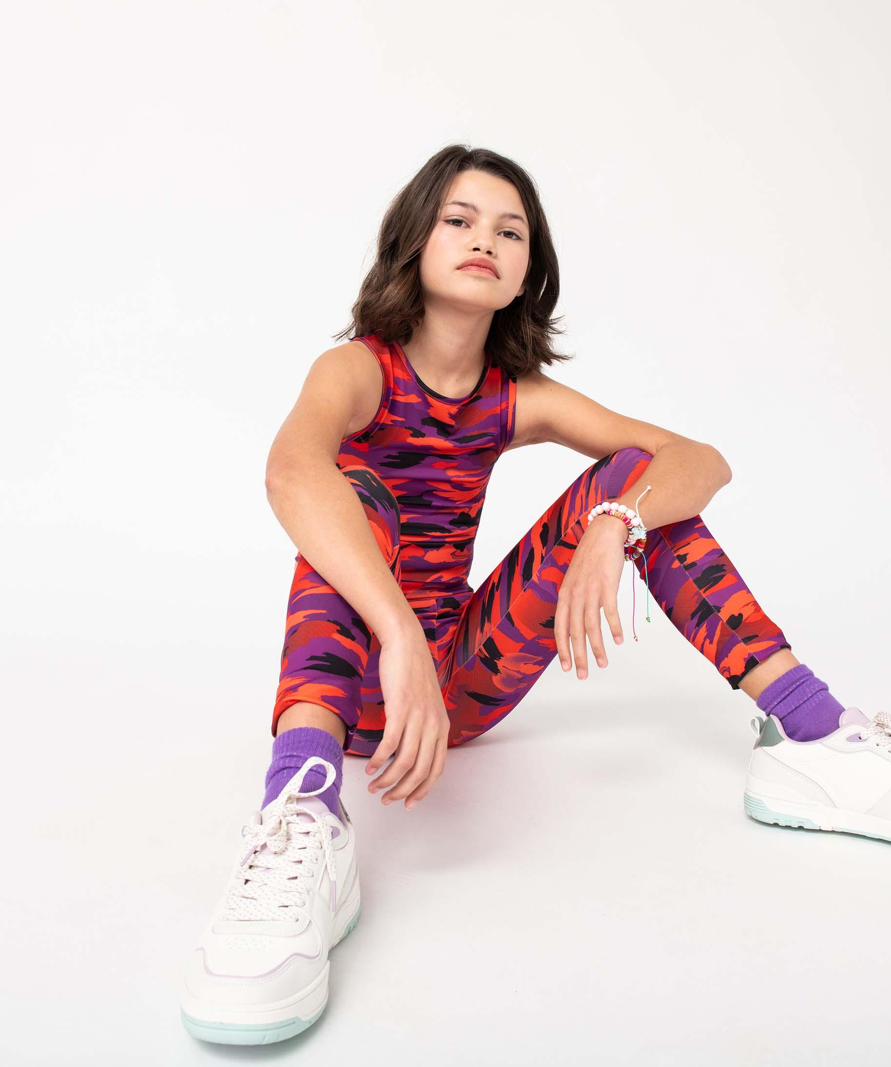 Débardeur Athleta Rayé Orange/gris – Fille Taille 8-10