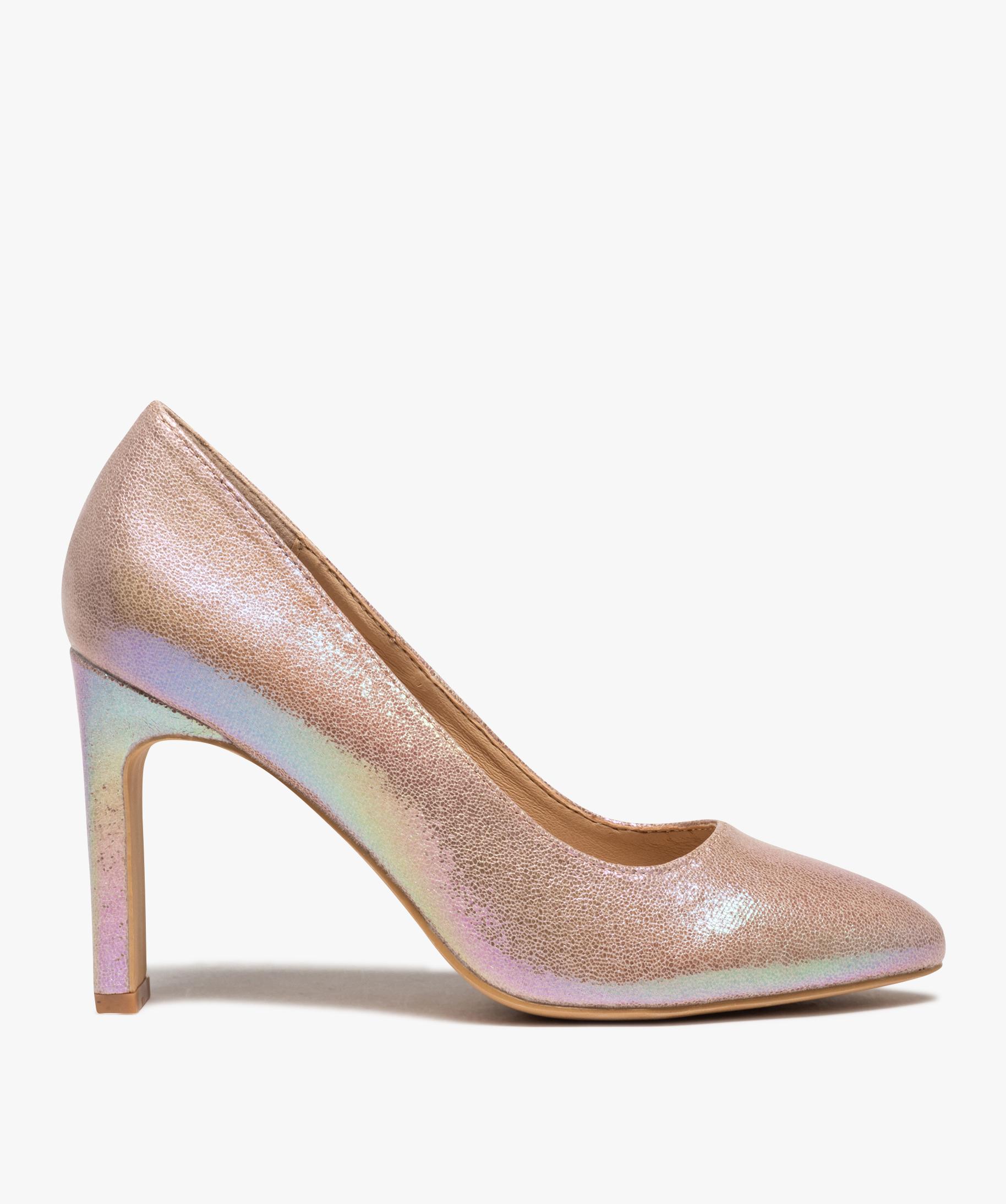 Escarpins femme a talon haut dessus irise rose GEMO