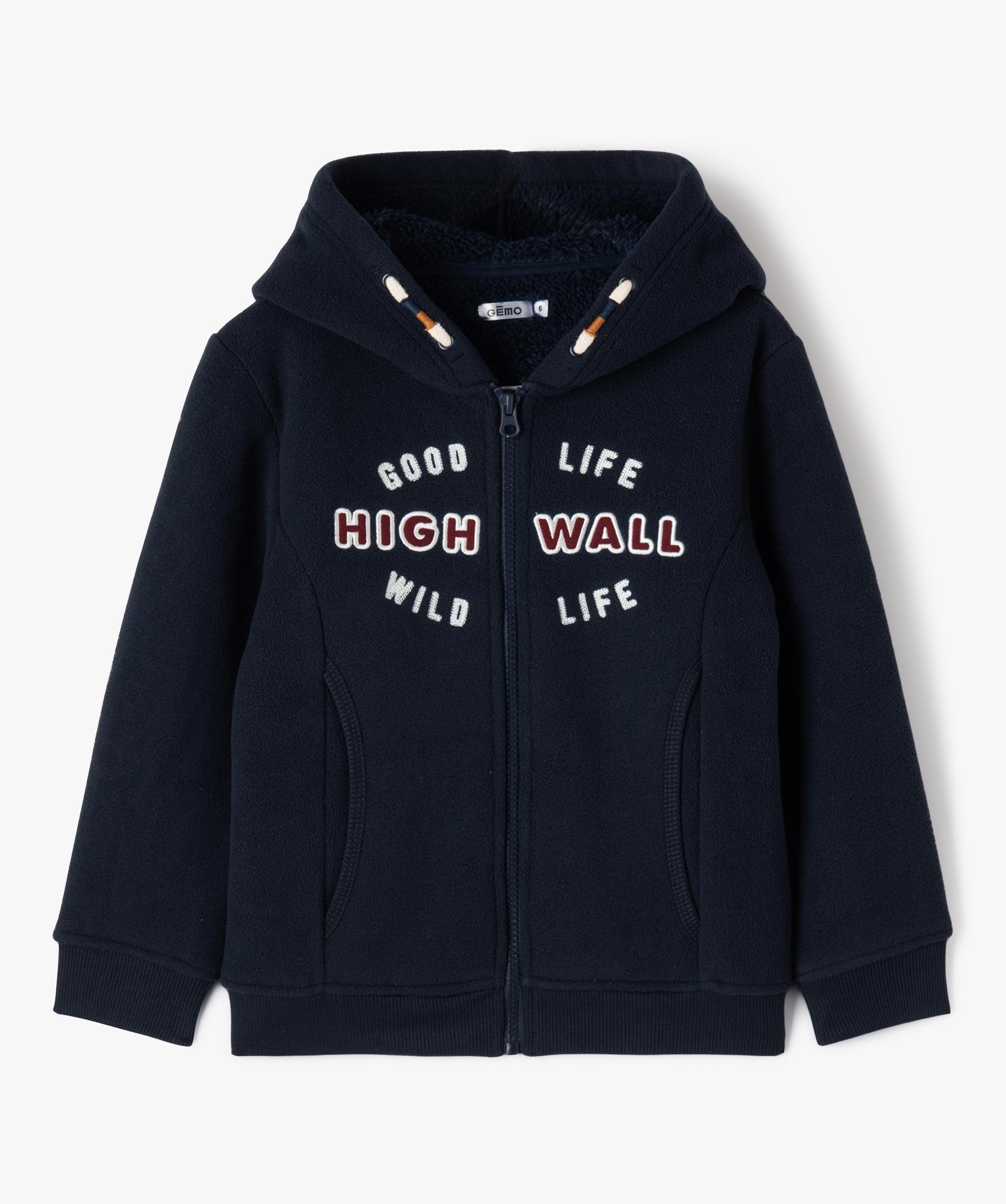 Sweat à Capuche Garçon Doublé Sherpa - Coupe Décontractée, Polaire Brossée - Pour Temps Froid - Taille 3 à 8 Ans