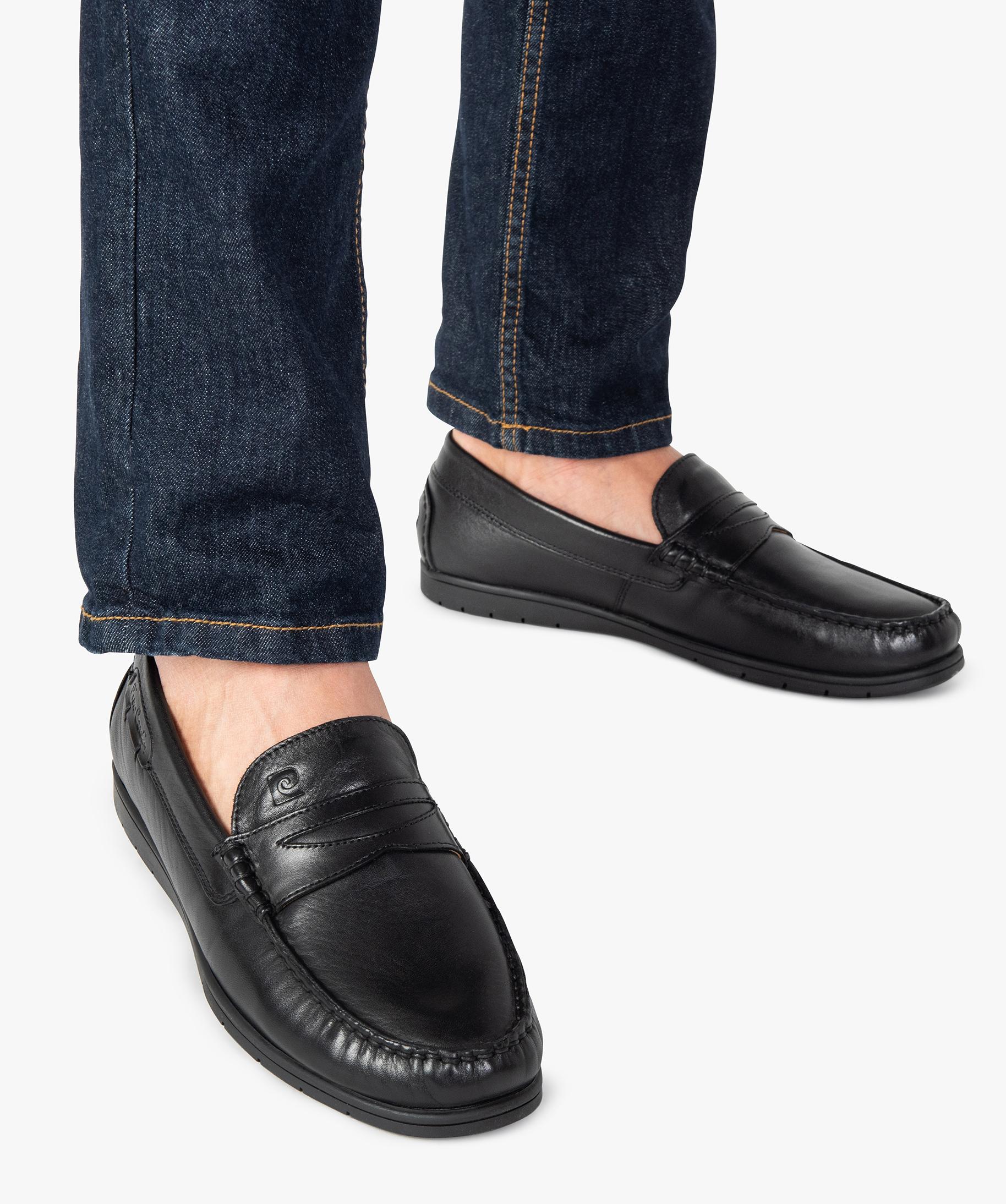 Mocassins homme confort unis en cuir Pierre Cardin noir GEMO