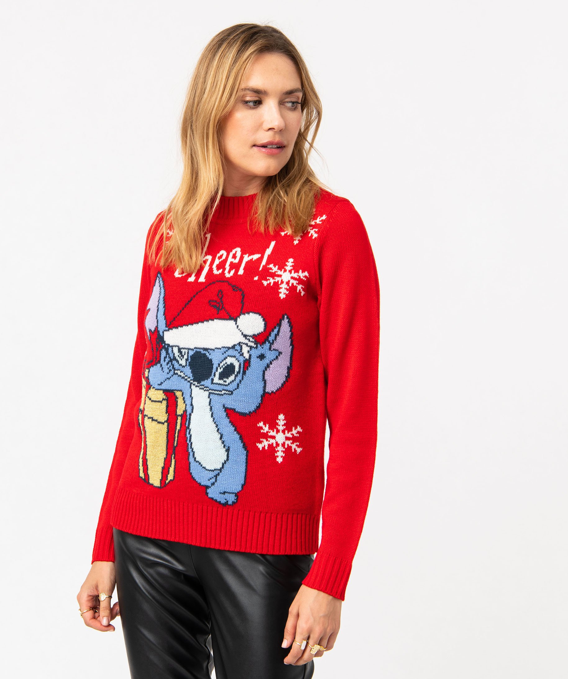 Pull de Noël avec motifs Stitch femme - Disney rouge