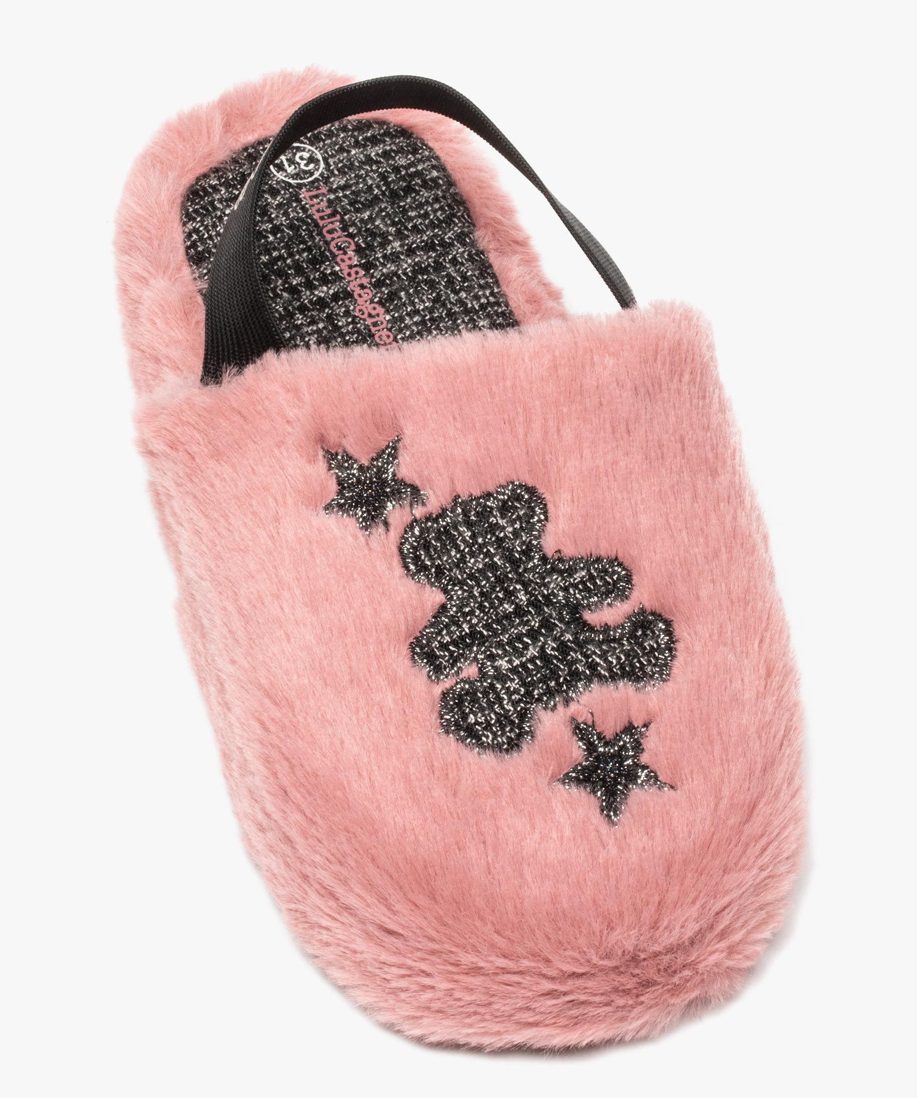 Chaussons Fille Mules Plates En Peluche Lulu Castagnette Gemo