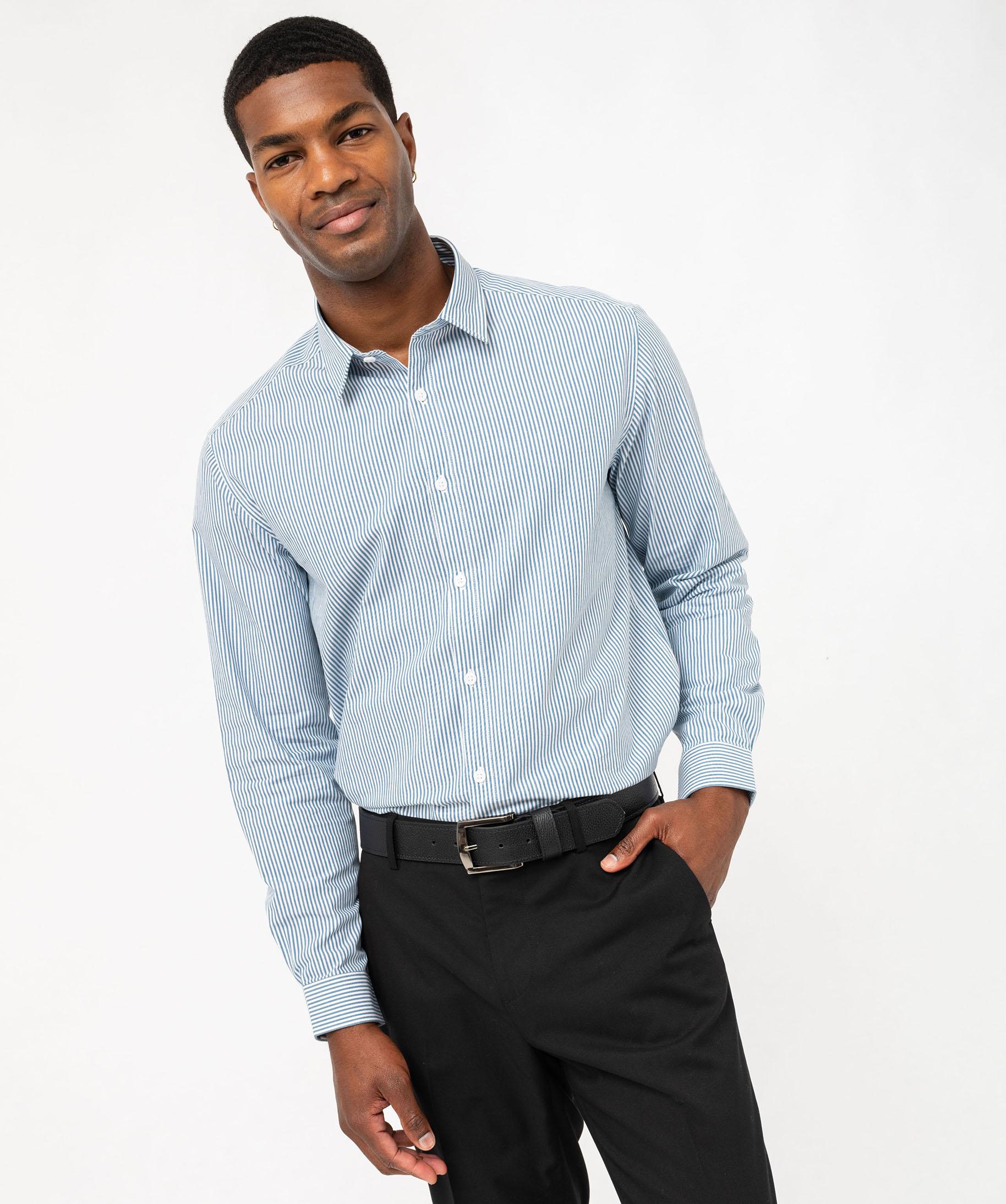Chemise Homme Cerrer Beige Rayée - Manches Longues, Taille 2, Occasion Très Bon état