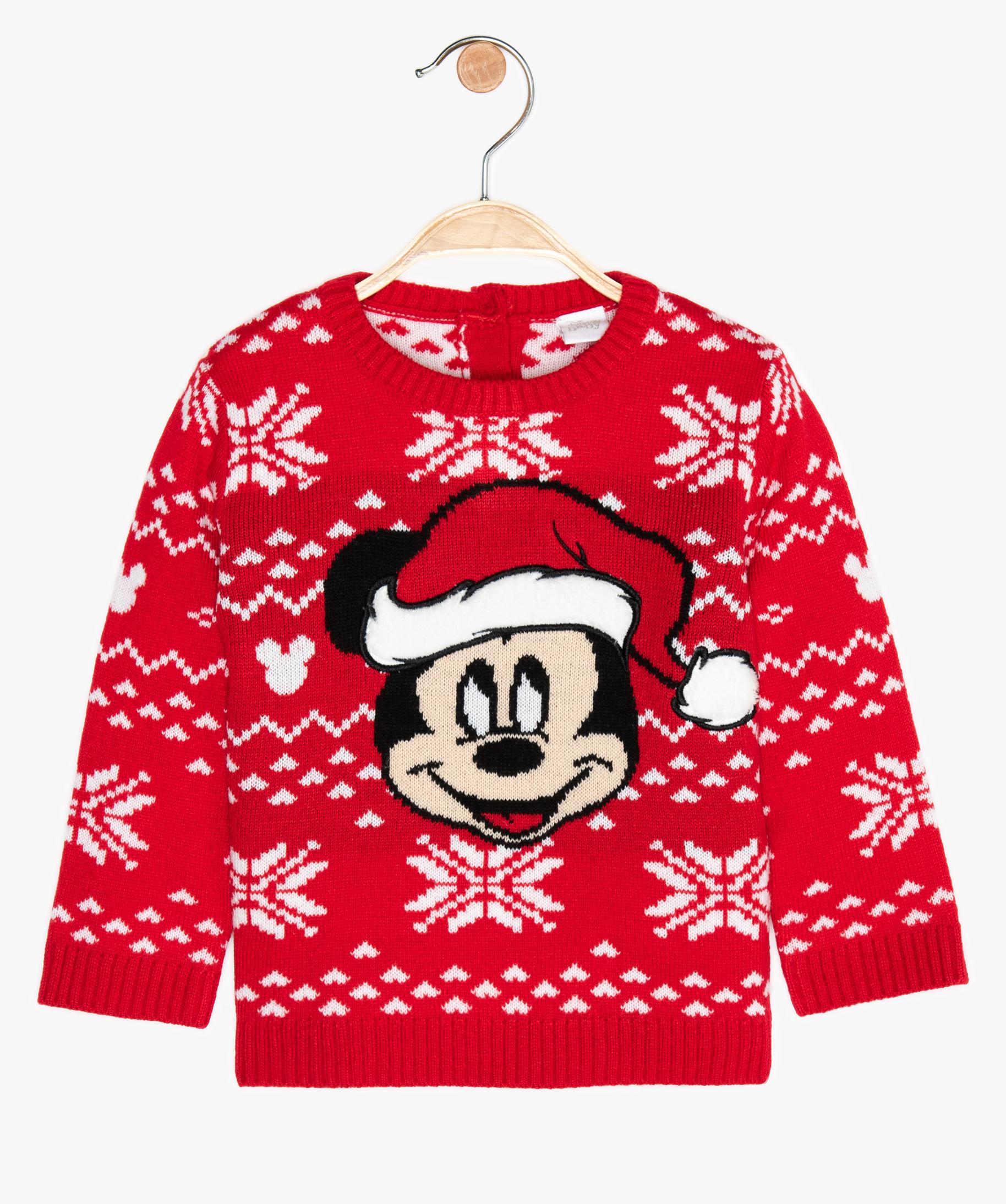 Pull De Noel Bebe Garcon En Jacquard Motif Mickey Disney Gemo