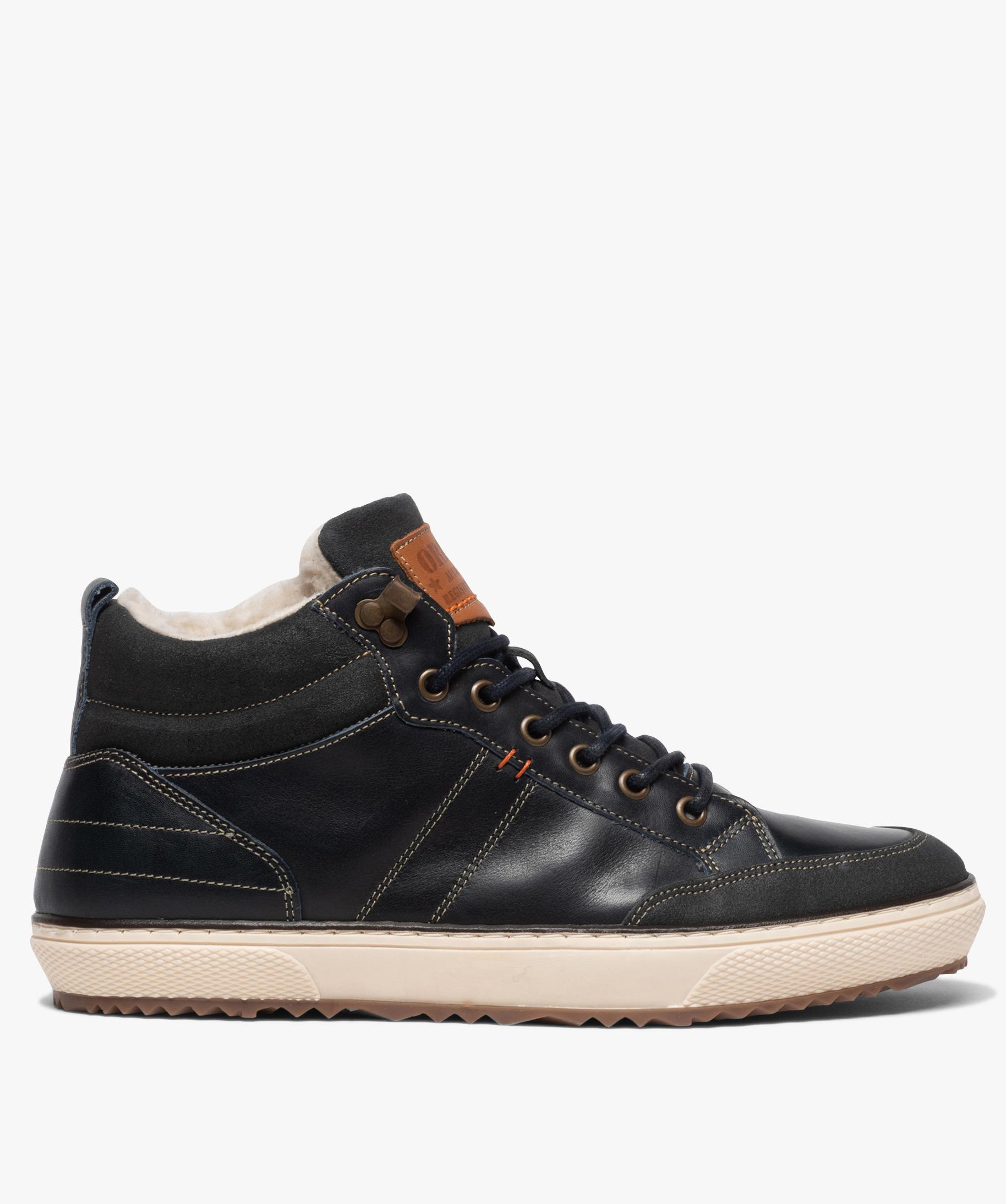 Baskets homme montantes doublees imitation fourrure bleu chine GEMO