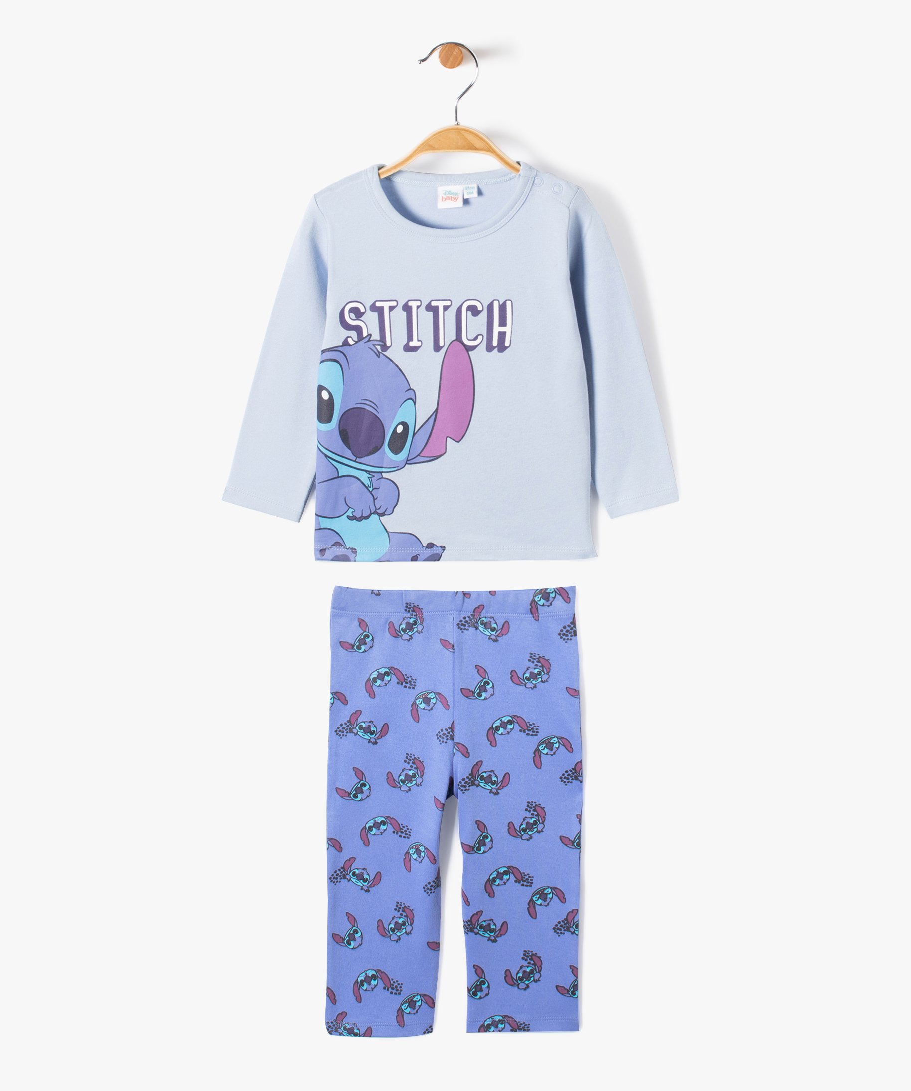 Pyjama bébé 2 pièces imprimé Stitch - Disney bleu