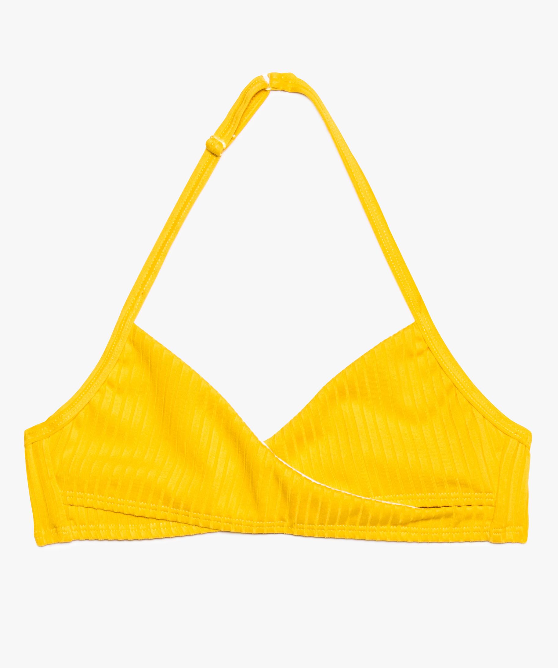 Haut de maillot de bain fille tour de cou et cache c ur jaune GEMO